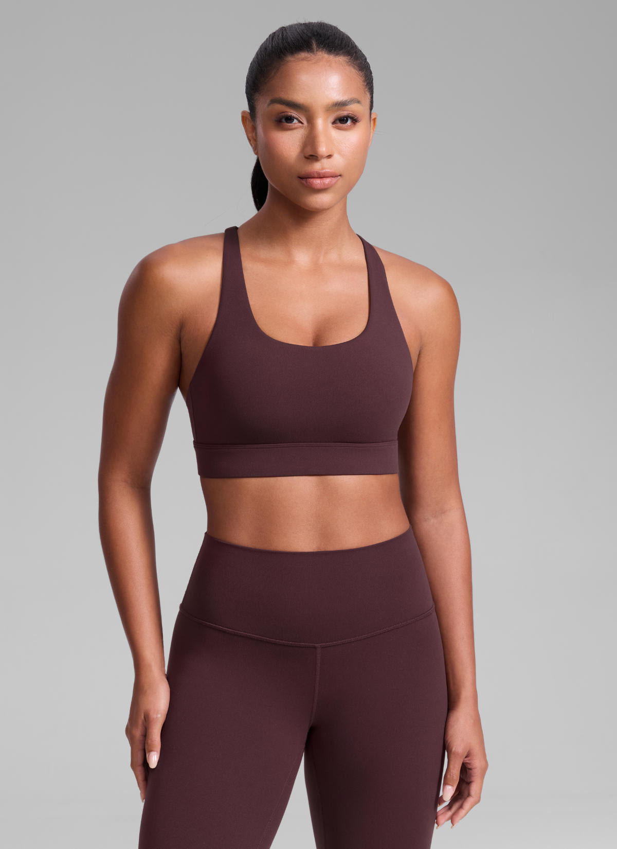 CRZ YOGA Damen Butterlift Breite Träger Kreuzrücken Sports BHs Reife Pflaume