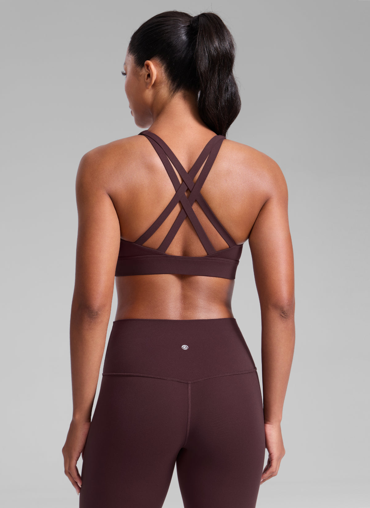 CRZ YOGA Damen Butterlift Breite Träger Kreuzrücken Sports BHs Reife Pflaume