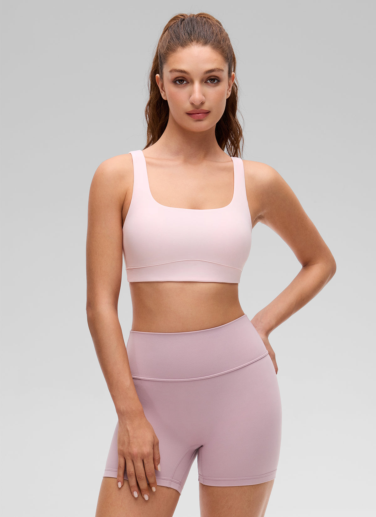 CRZ YOGA Women's Butterluxe Yoga U Back Sports Bra Light Support Erdbeerrosa
