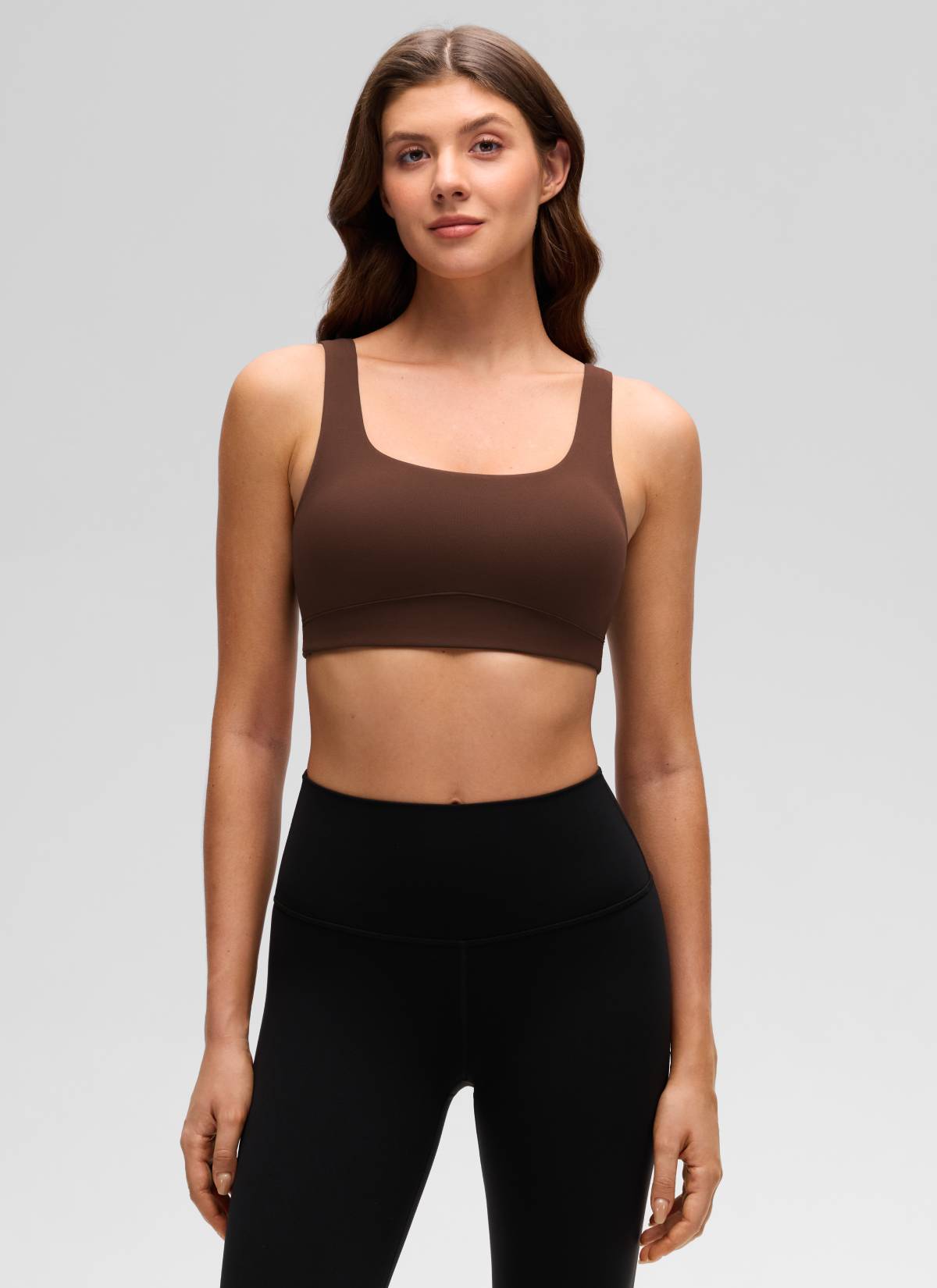 CRZ YOGA Women's Butterluxe Yoga U Back Sports Bra Light Support Lava Braun