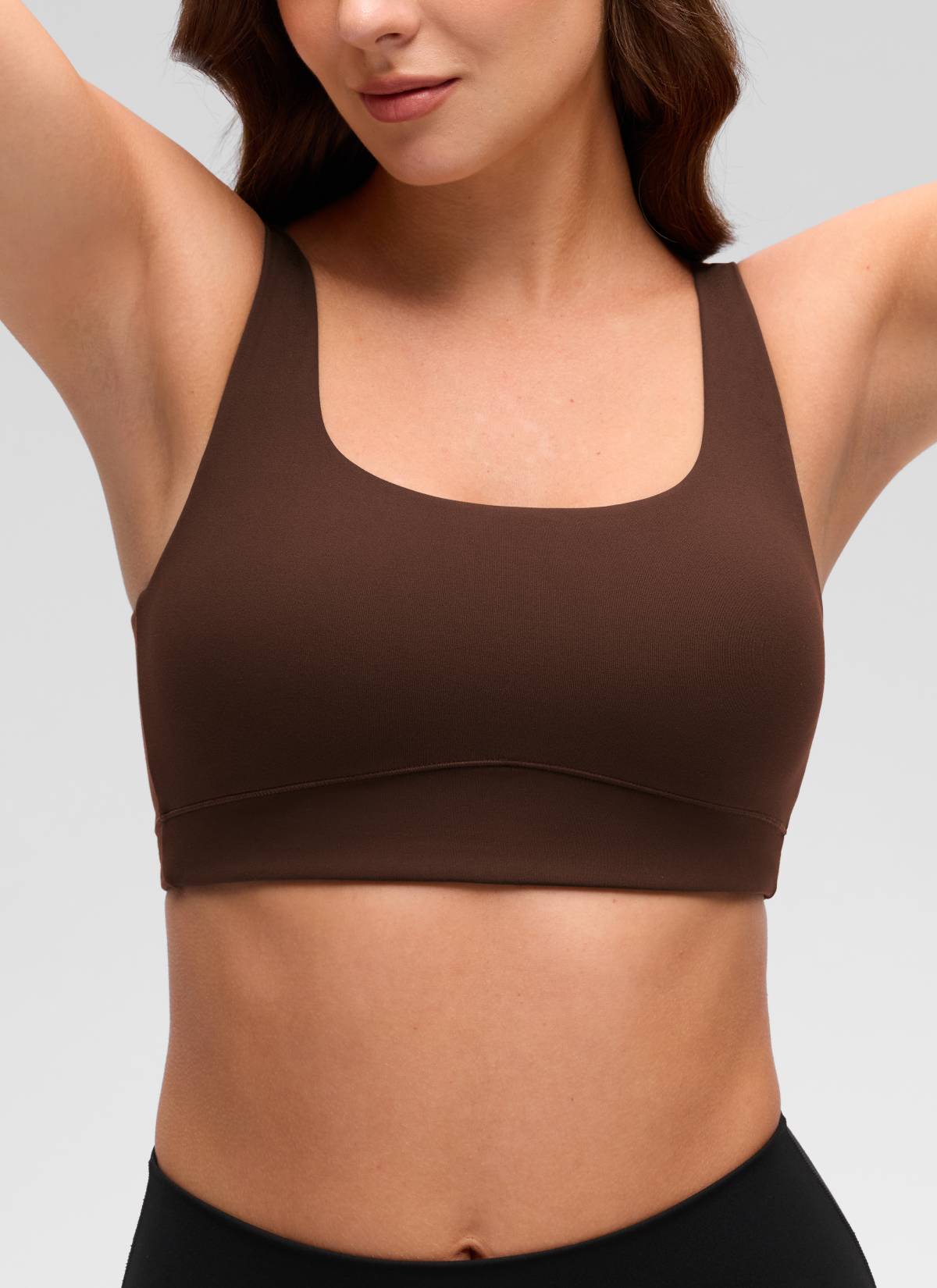 CRZ YOGA Women's Butterluxe Yoga U Back Sports Bra Light Support Lava Braun