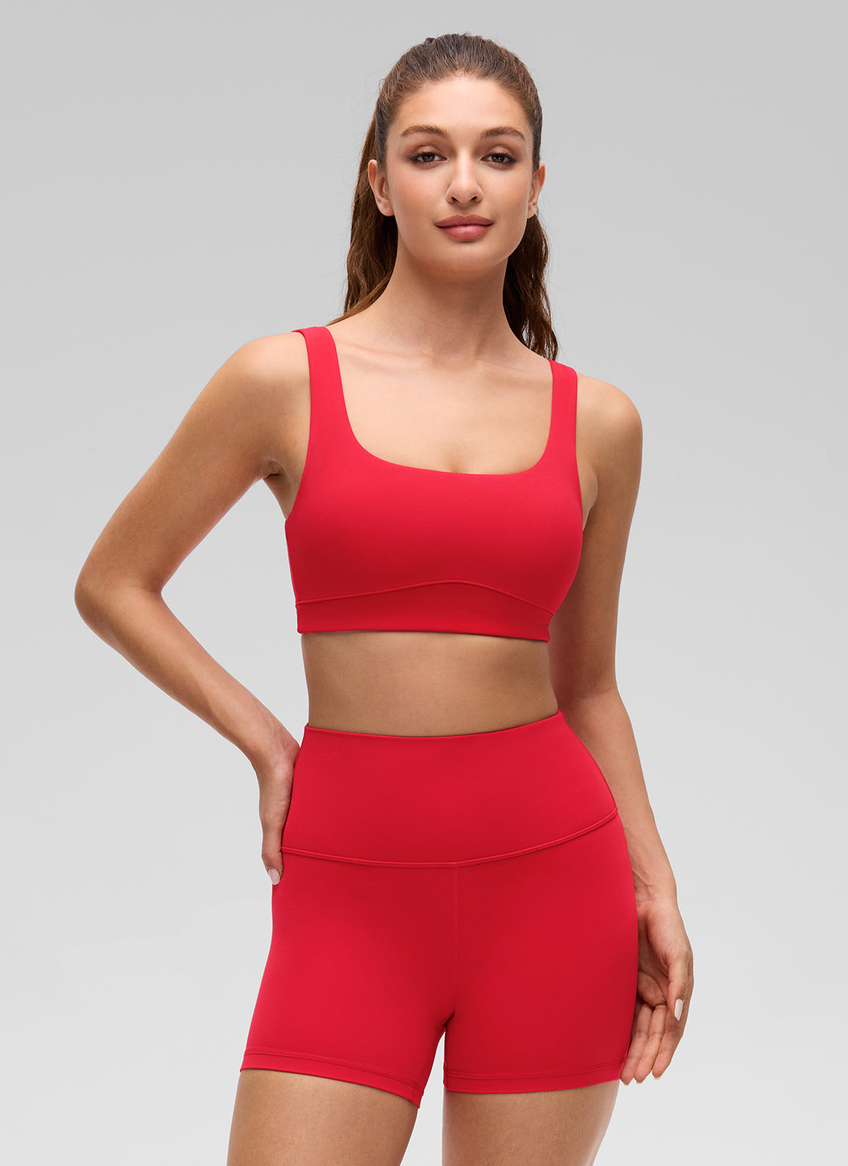 CRZ YOGA Women's Butterluxe Yoga U Back Sports Bra Light Support Aurora Rot