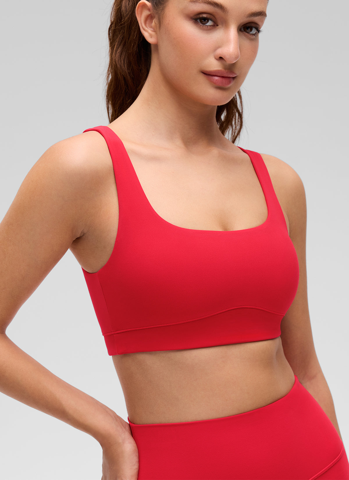 CRZ YOGA Women's Butterluxe Yoga U Back Sports Bra Light Support Aurora Rot