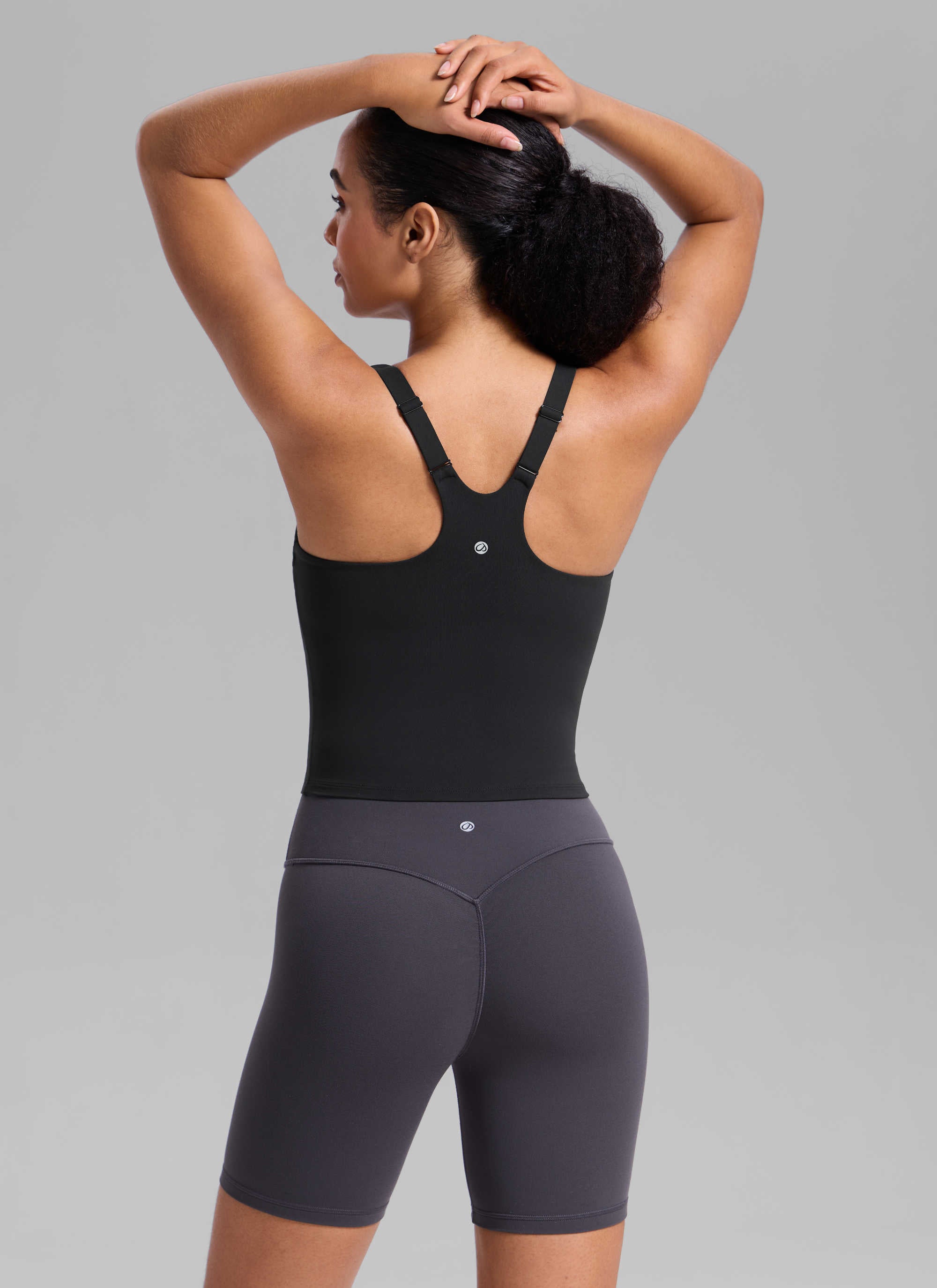 CRZ YOGA Damen Butterlift Verstellbarer Riemen V-Ausschnitt Tanktops Schwarz