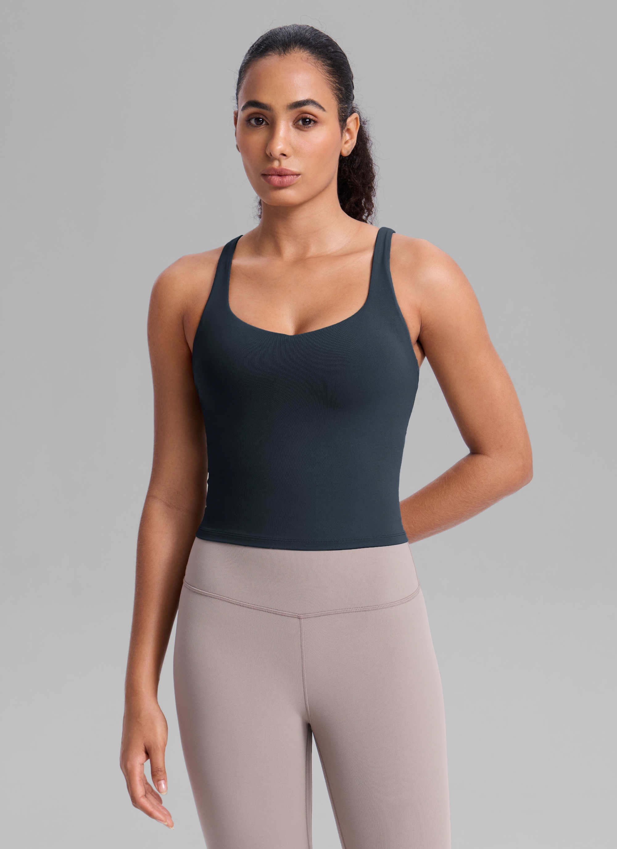 CRZ YOGA Damen Butterlift Verstellbarer Riemen V-Ausschnitt Tanktops Echte Marine
