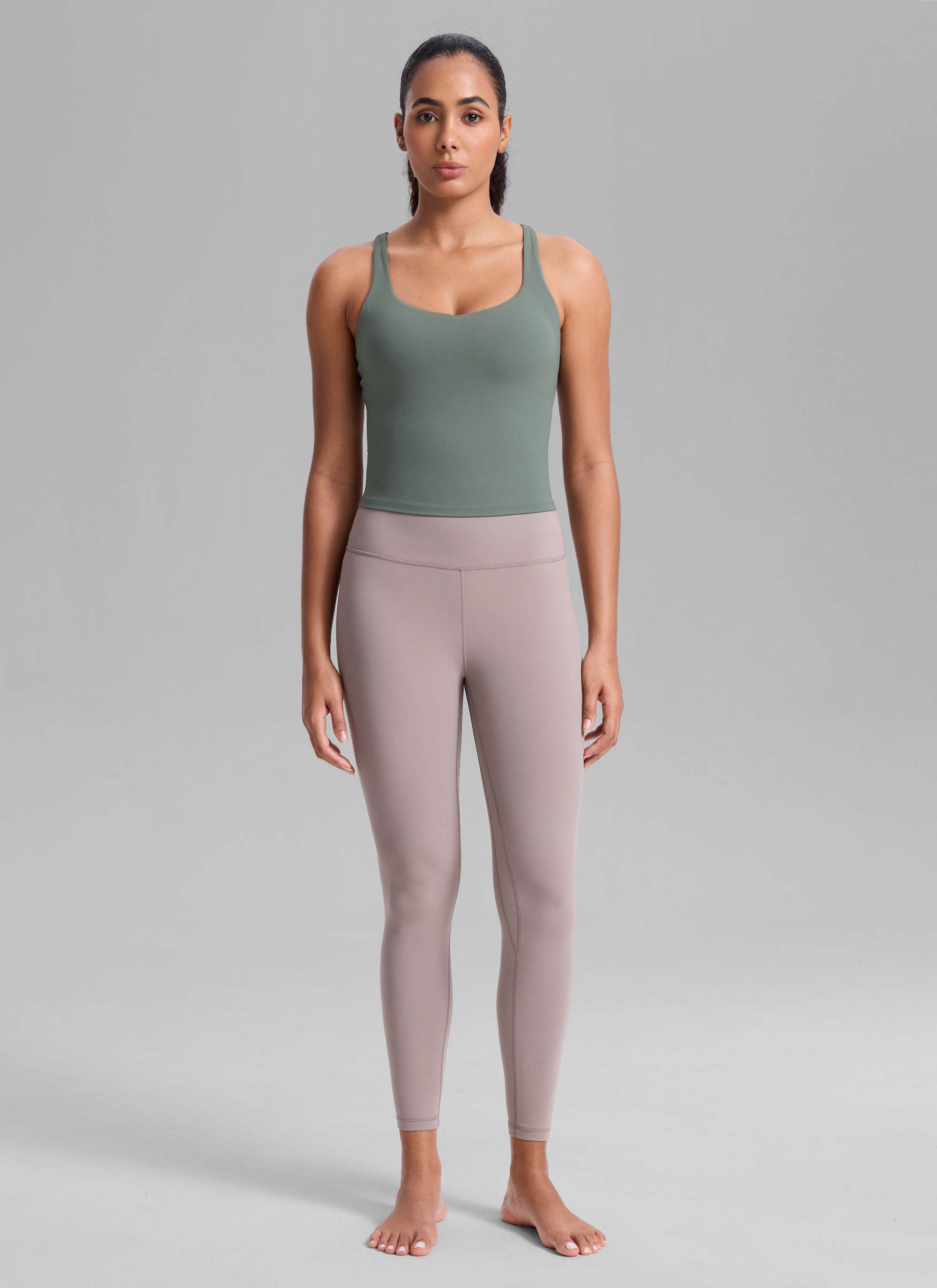 CRZ YOGA Damen Butterlift Verstellbarer Riemen V-Ausschnitt Tanktops Grauer Salbei