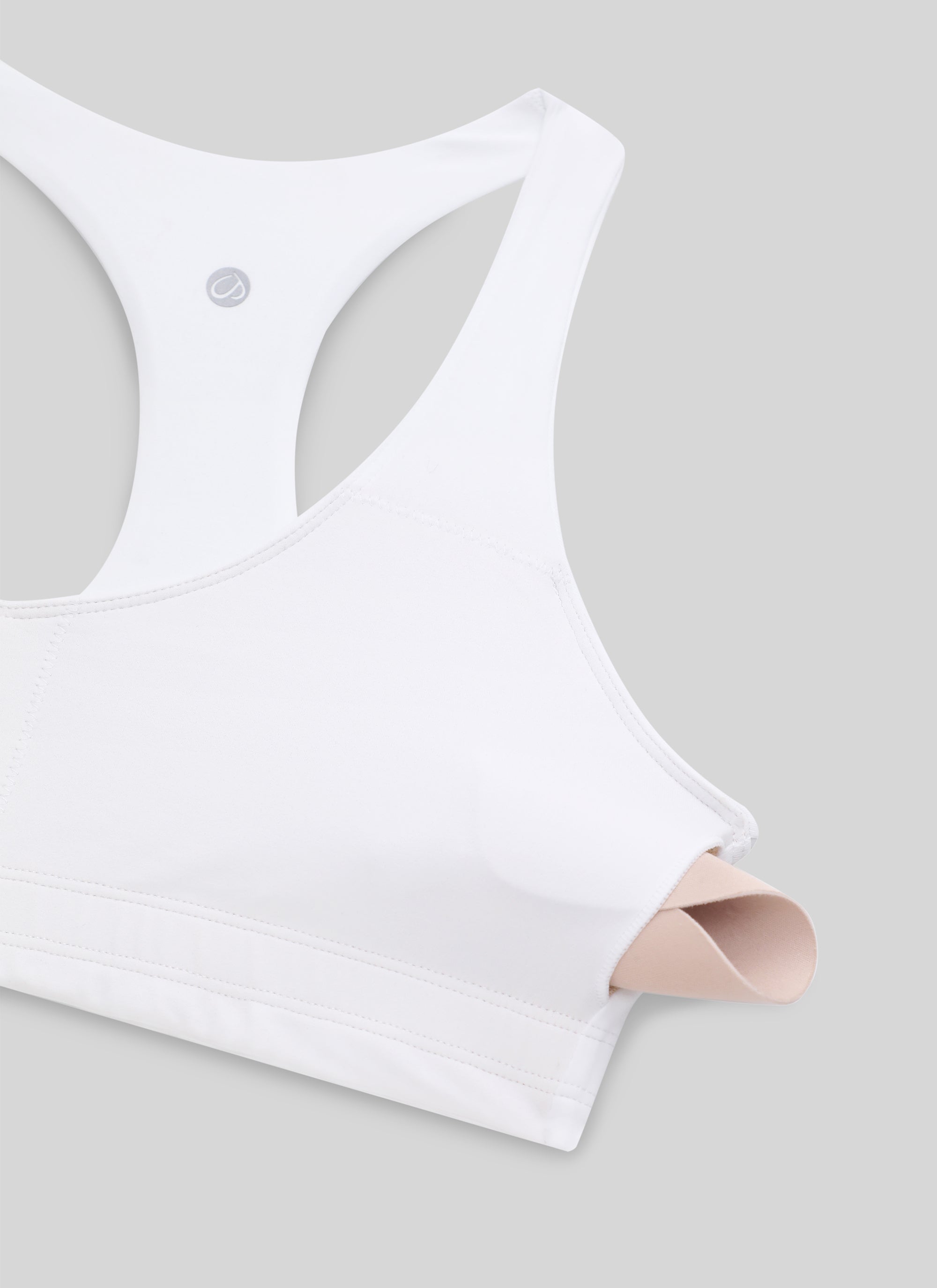 CRZ YOGA Damen Butterluxe V-Ausschnitt Racerback Sport BH Weiss