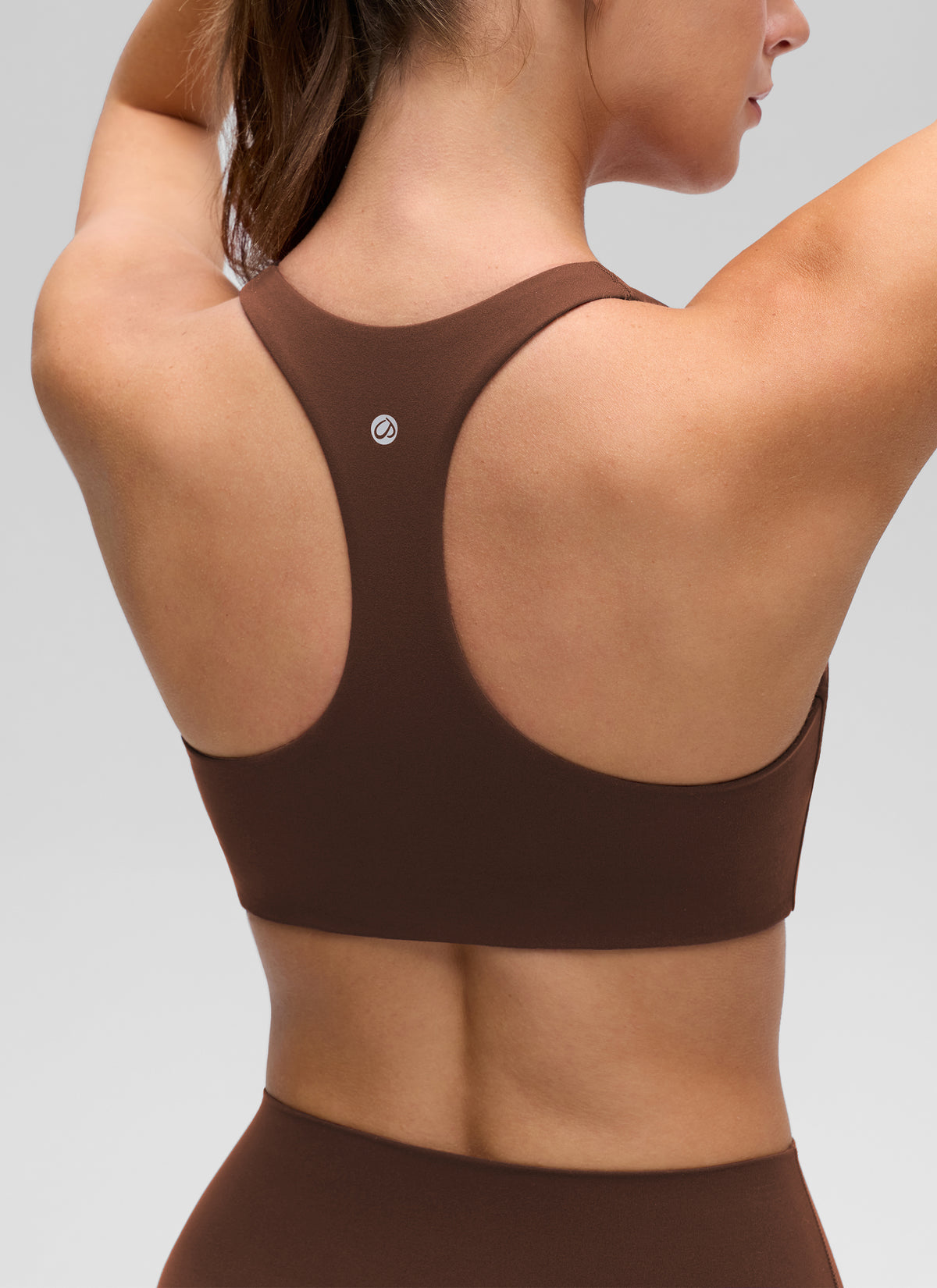 CRZ YOGA Damen Butterluxe V-Ausschnitt Racerback Sport BH Lava Braun