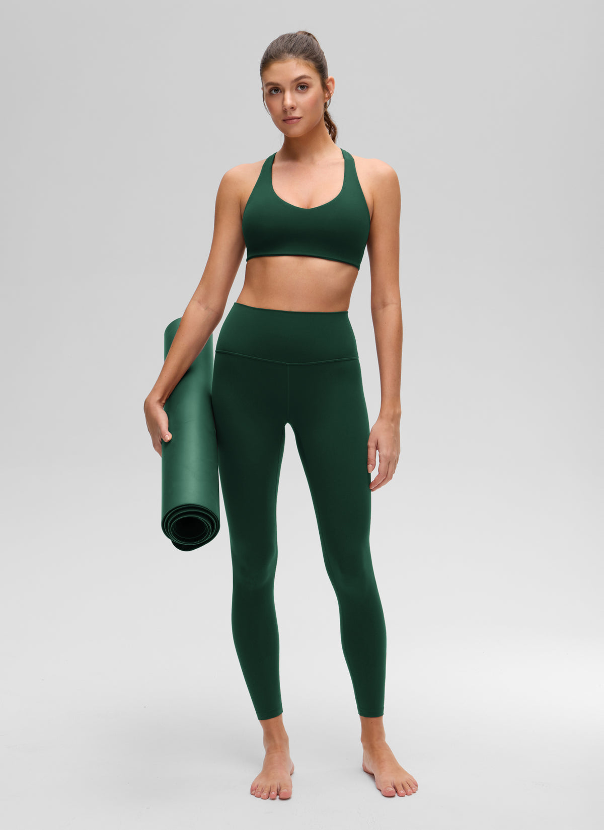 CRZ YOGA Damen Butterluxe V-Ausschnitt Racerback Sport BH Legende Grün