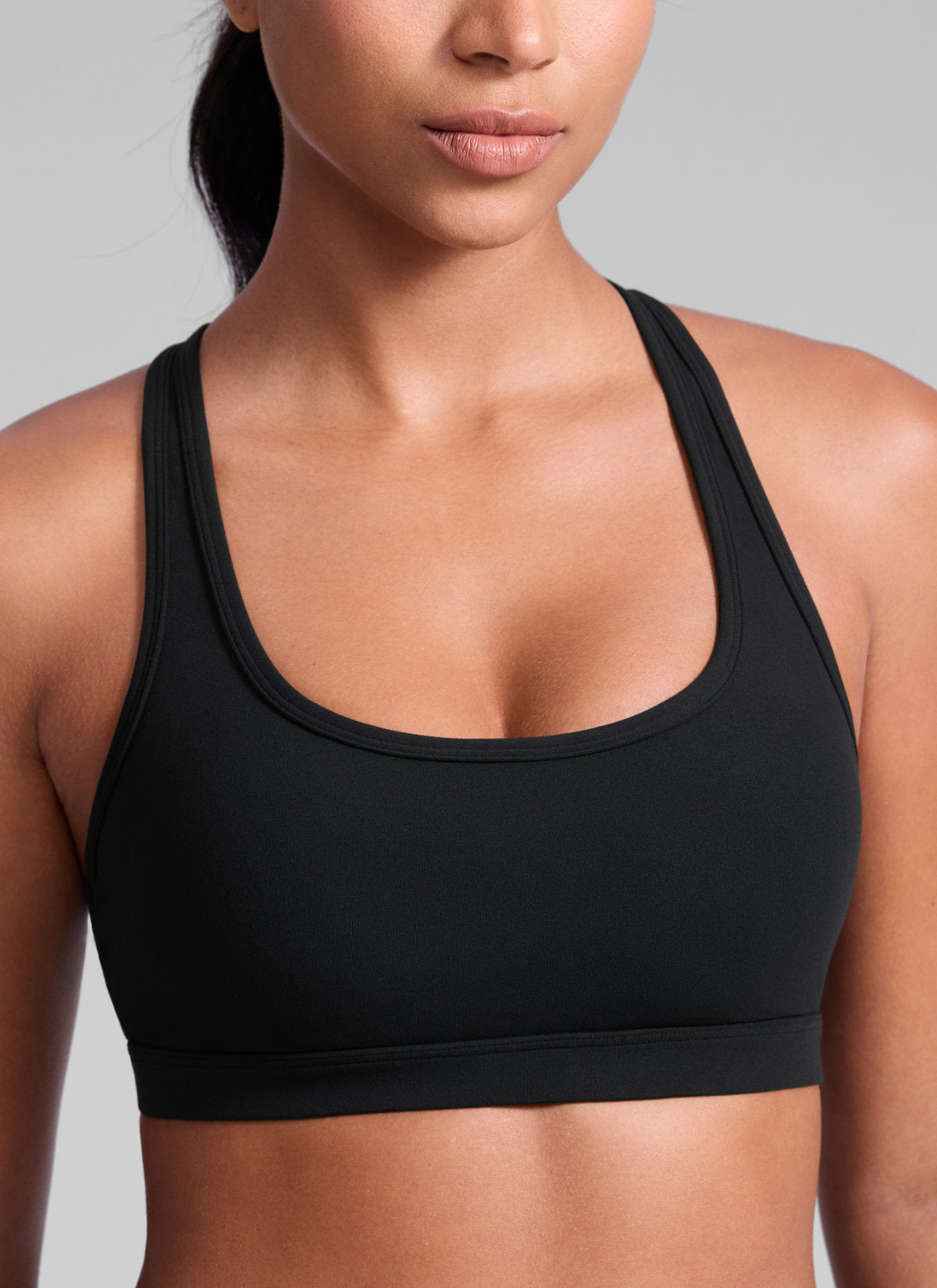 CRZ YOGA Damen Butterlift Racerback U-Ausschnitt Sports BHs Schwarz