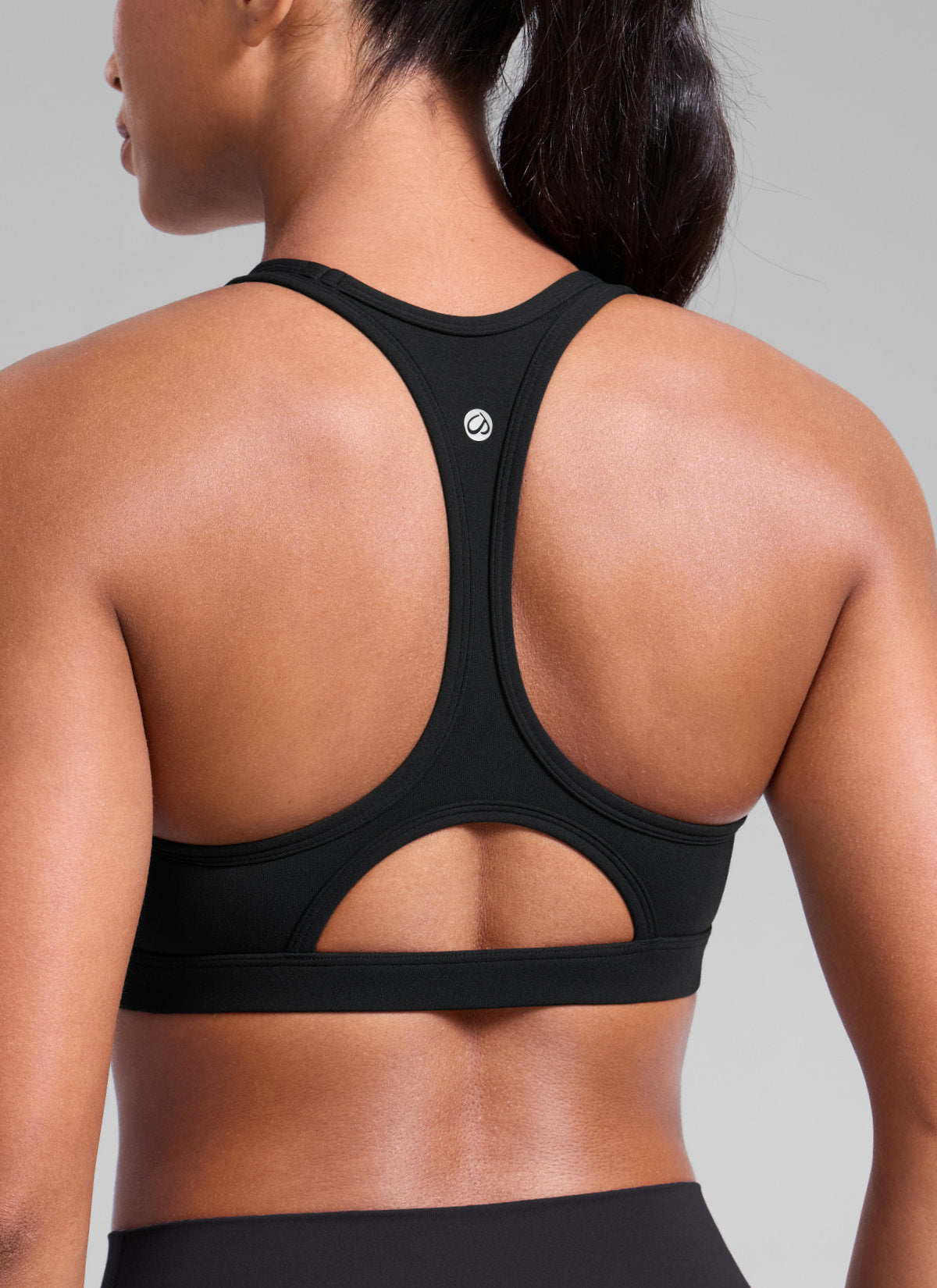 CRZ YOGA Damen Butterlift Racerback U-Ausschnitt Sports BHs Schwarz