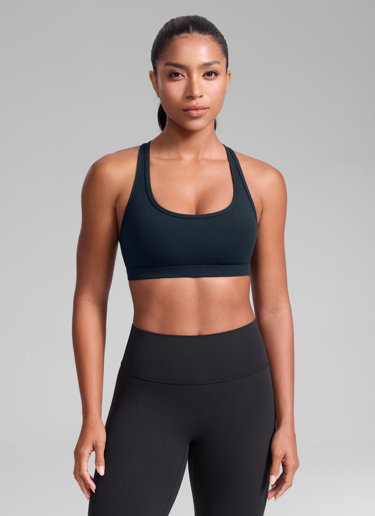 CRZ YOGA Damen Butterlift Racerback U-Ausschnitt Sports BHs Echte Marine