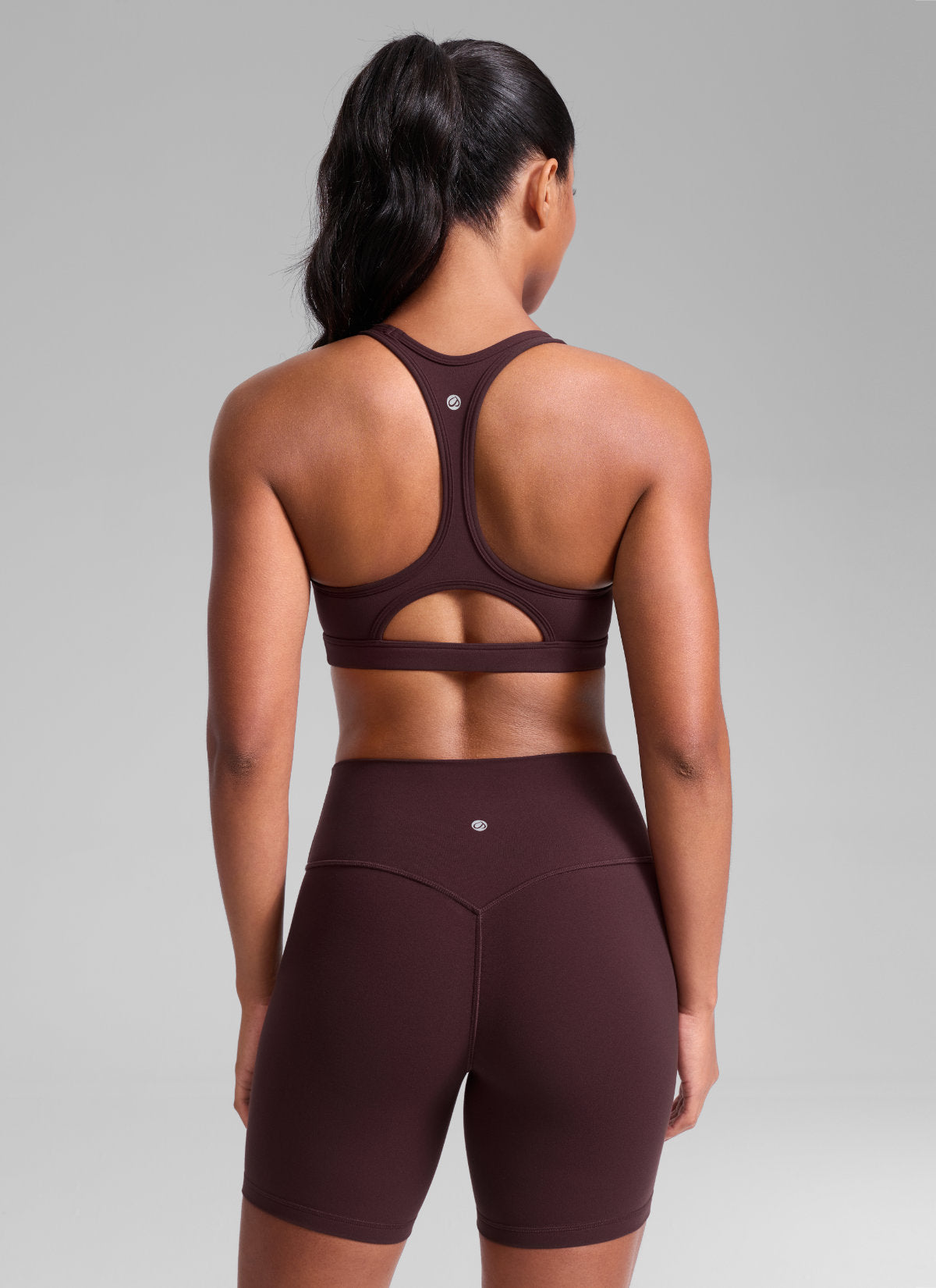 CRZ YOGA Damen Butterlift Racerback U-Ausschnitt Sports BHs Reife Pflaume