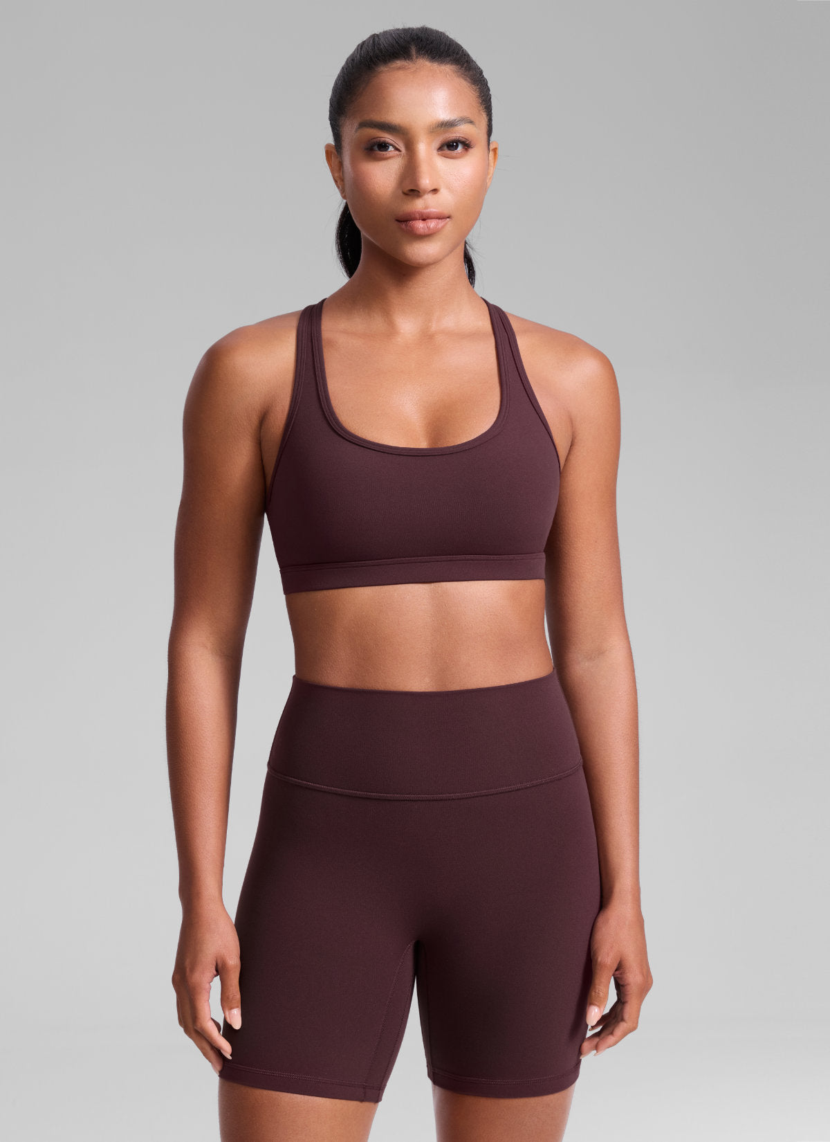 CRZ YOGA Damen Butterlift Racerback U-Ausschnitt Sports BHs Reife Pflaume