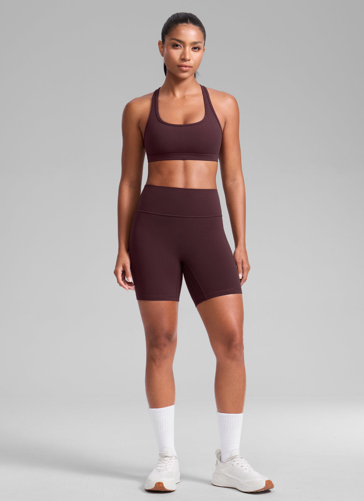 CRZ YOGA Damen Butterlift Racerback U-Ausschnitt Sports BHs Reife Pflaume