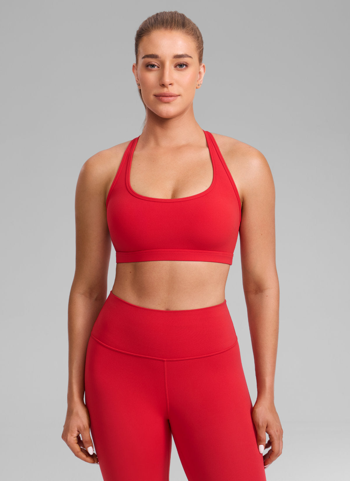 CRZ YOGA Damen Butterlift Racerback U-Ausschnitt Sports BHs Aurora Rot