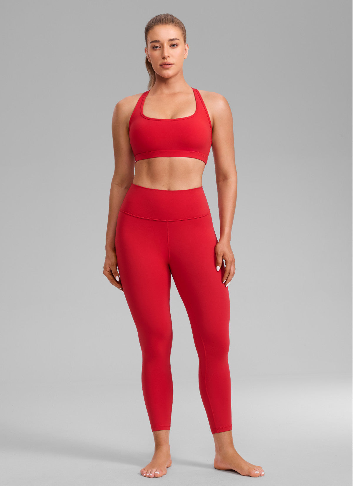 CRZ YOGA Damen Butterlift Racerback U-Ausschnitt Sports BHs Aurora Rot