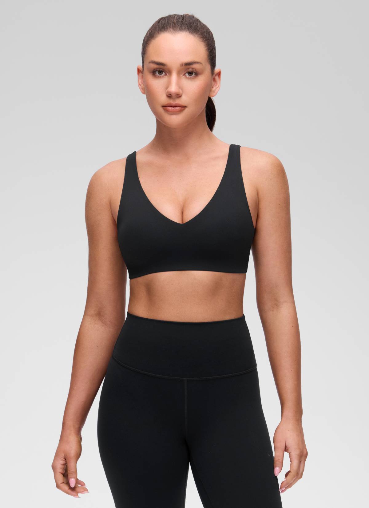 CRZ YOGA Women's Butterluxe Yoga U Back Sports Bra Light Support Schwarz