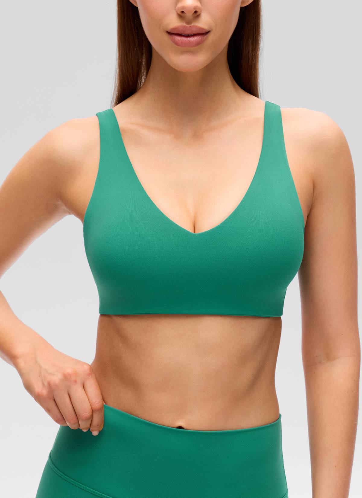 CRZ YOGA Women's Butterluxe Yoga U Back Sports Bra Light Support Cascadia Grün