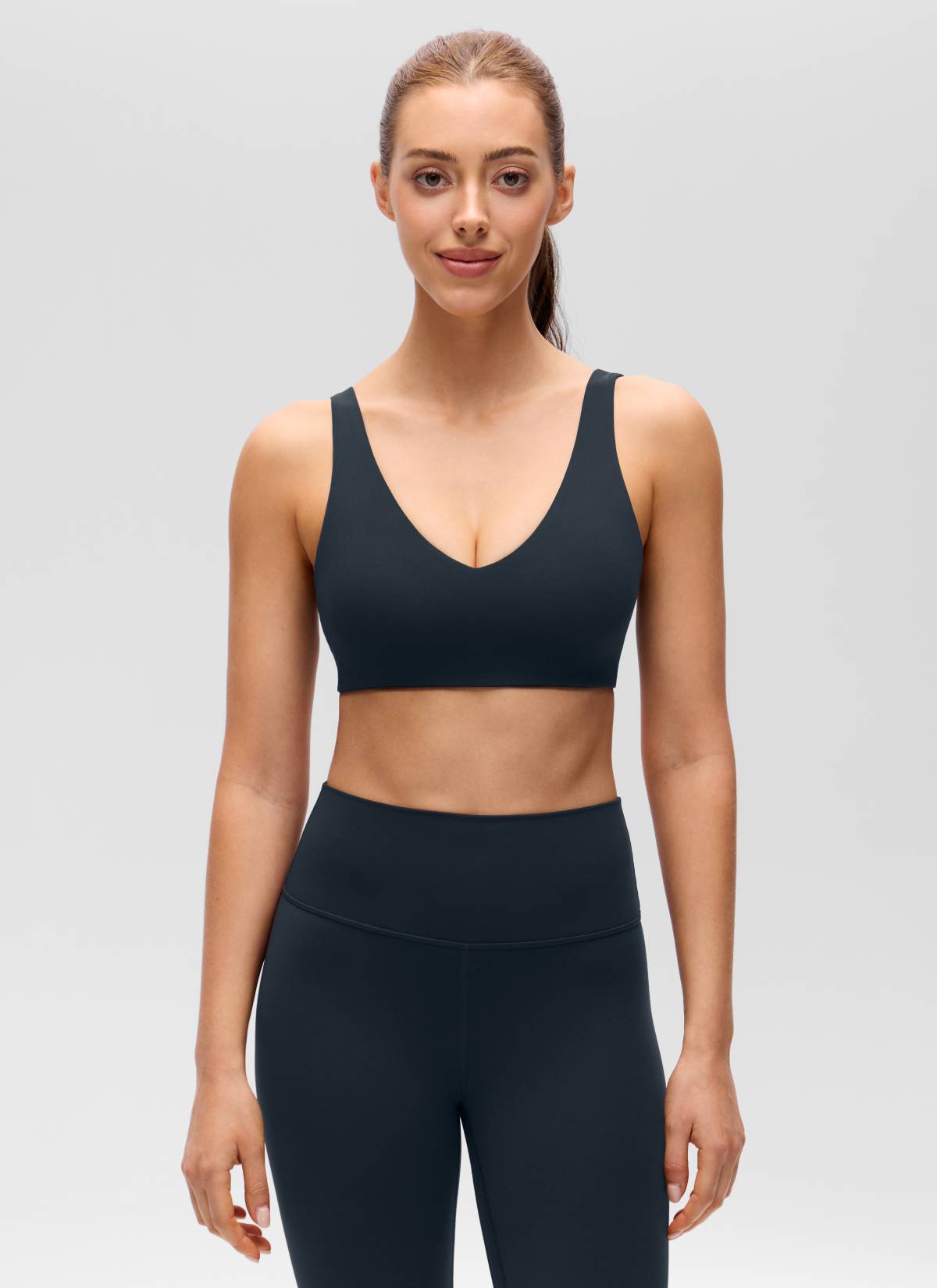 CRZ YOGA Women's Butterluxe Yoga U Back Sports Bra Light Support Echte Marine
