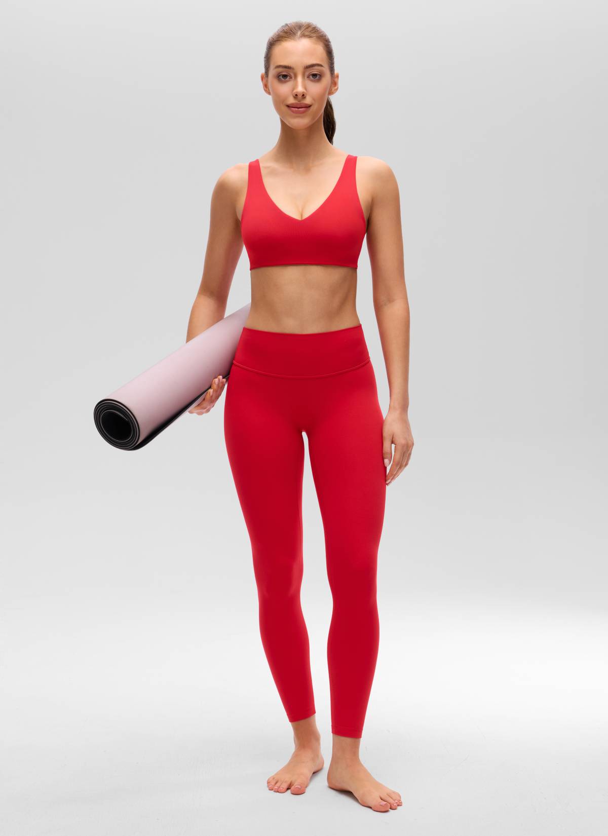 CRZ YOGA Women's Butterluxe Yoga U Back Sports Bra Light Support Aurora Rot