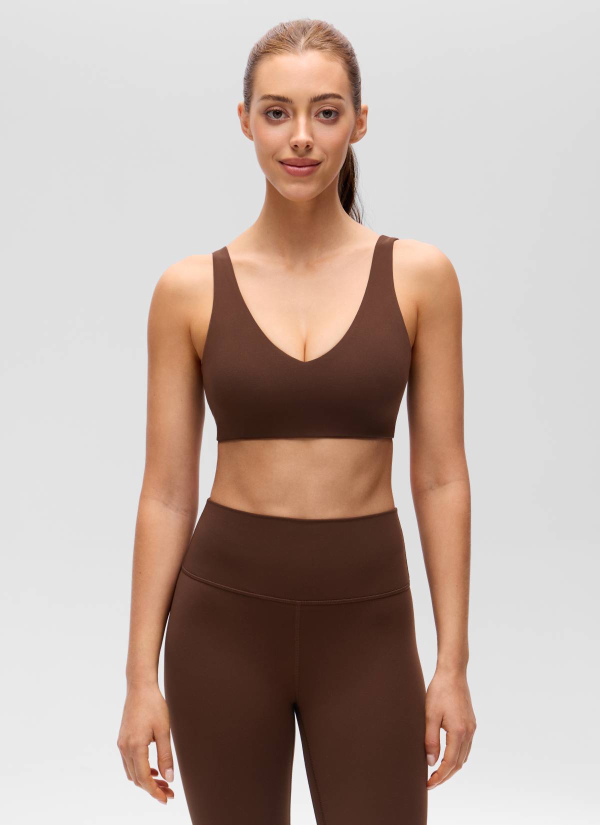 CRZ YOGA Women's Butterluxe Yoga U Back Sports Bra Light Support Lava Braun
