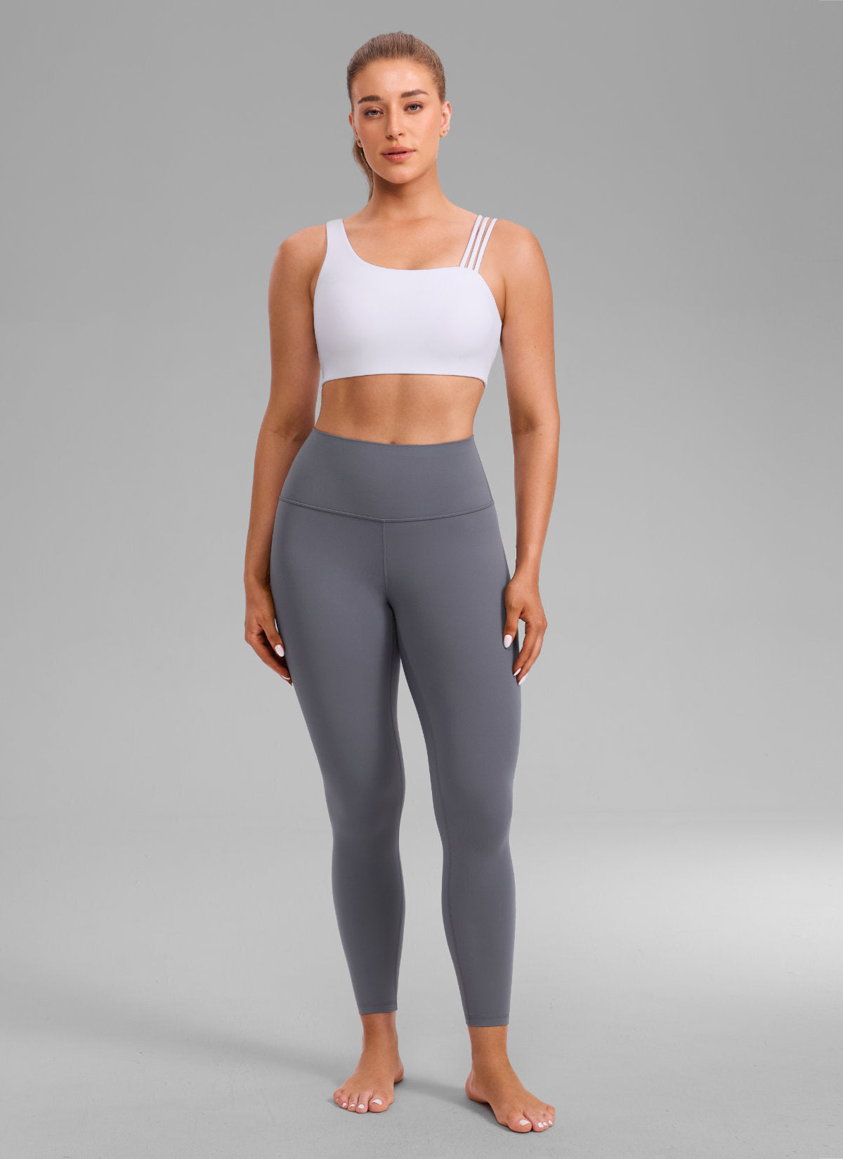 CRZ YOGA Damen Butterlift Sport-BH mit Asymmetrischen Trägern Weiss