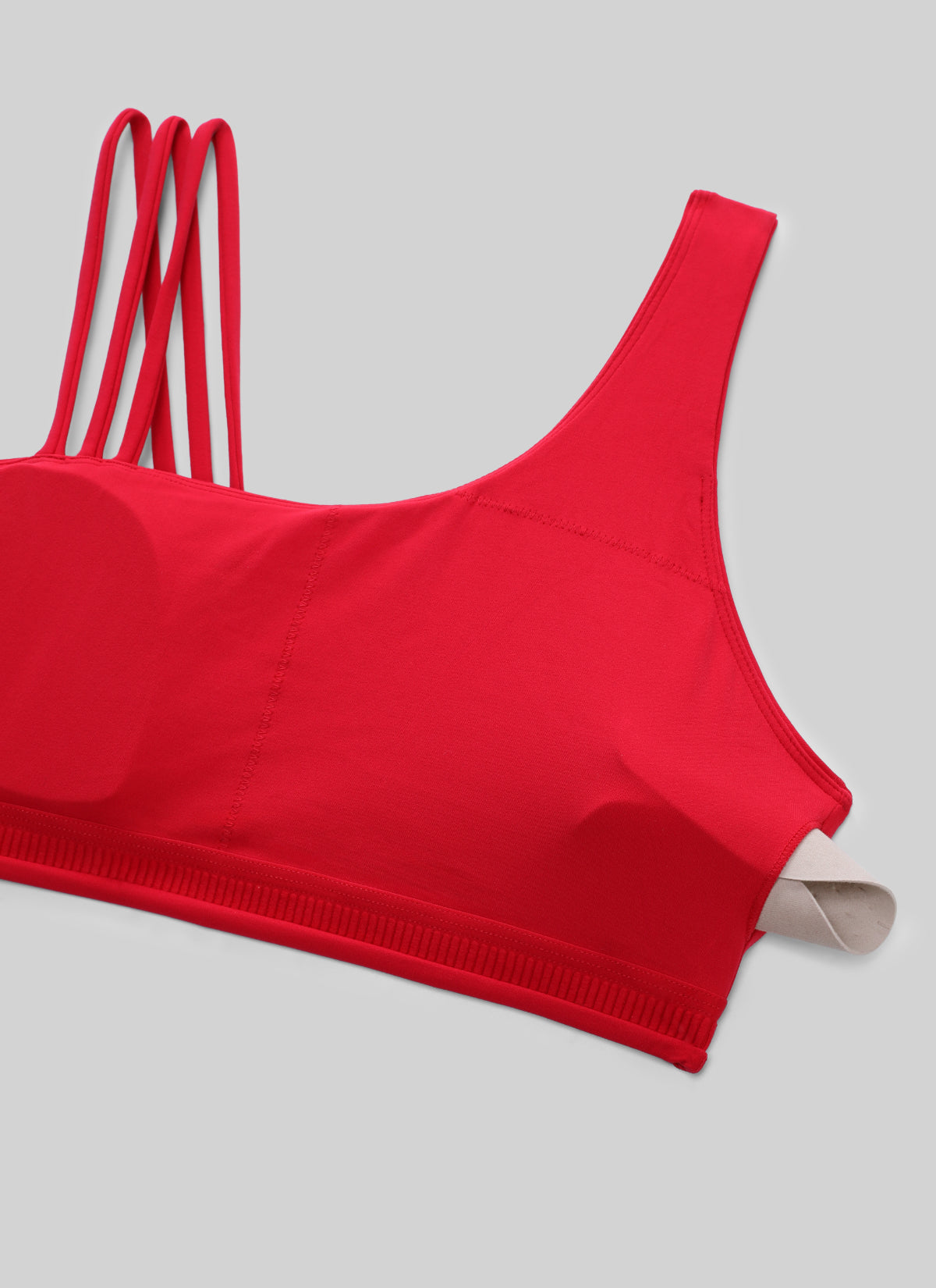 CRZ YOGA Damen Butterlift Sport-BH mit Asymmetrischen Trägern Aurora Rot