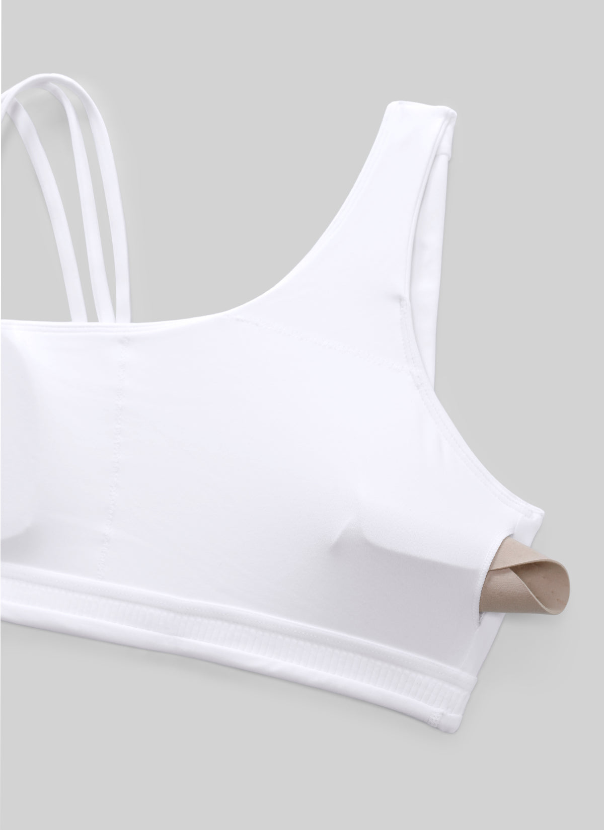 CRZ YOGA Damen Butterlift Sport-BH mit Asymmetrischen Trägern Weiss