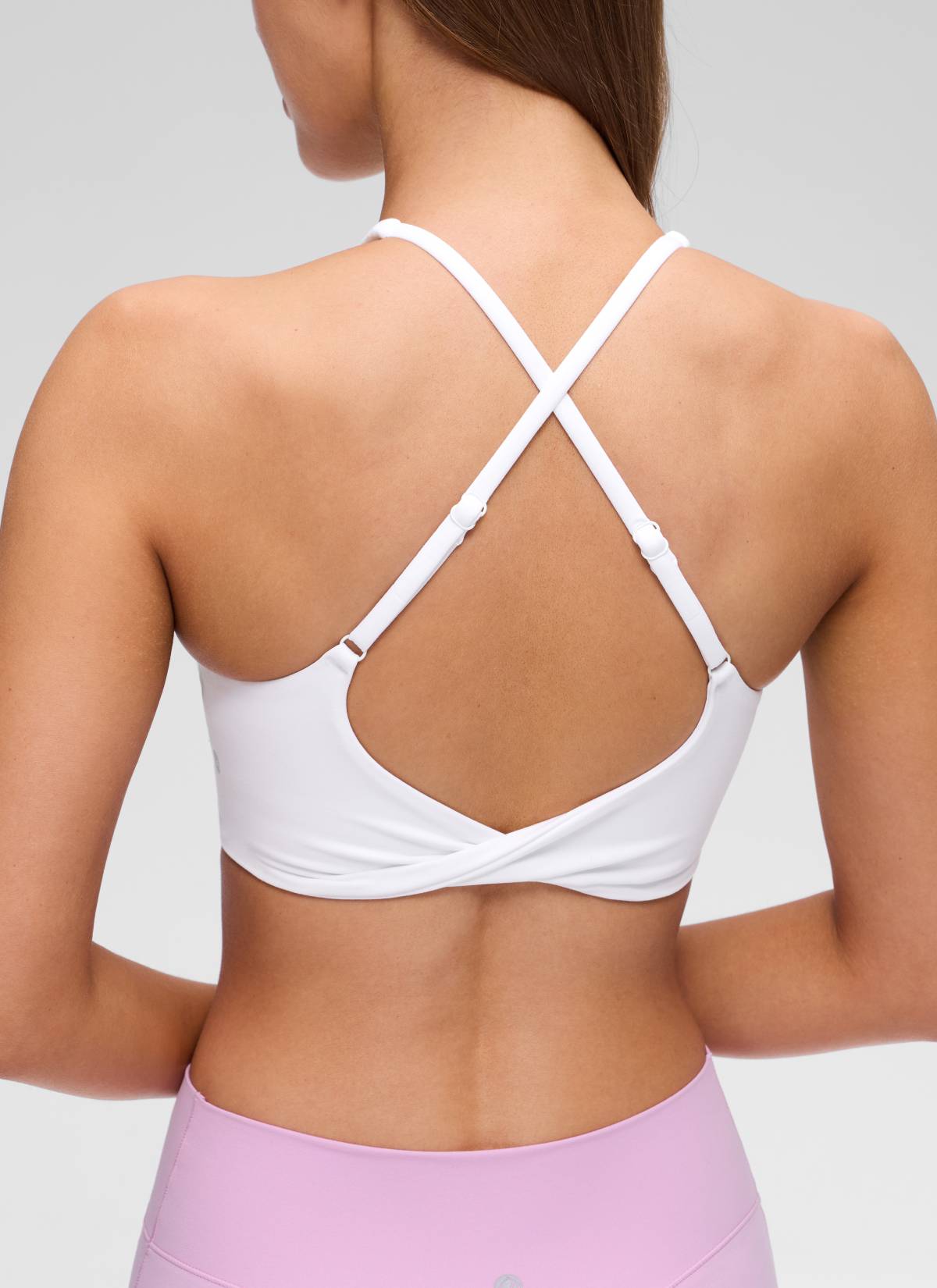 CRZ YOGA Damen Butterluxe Verdrehter Rücken V-Ausschnitt Sport BH Weiss