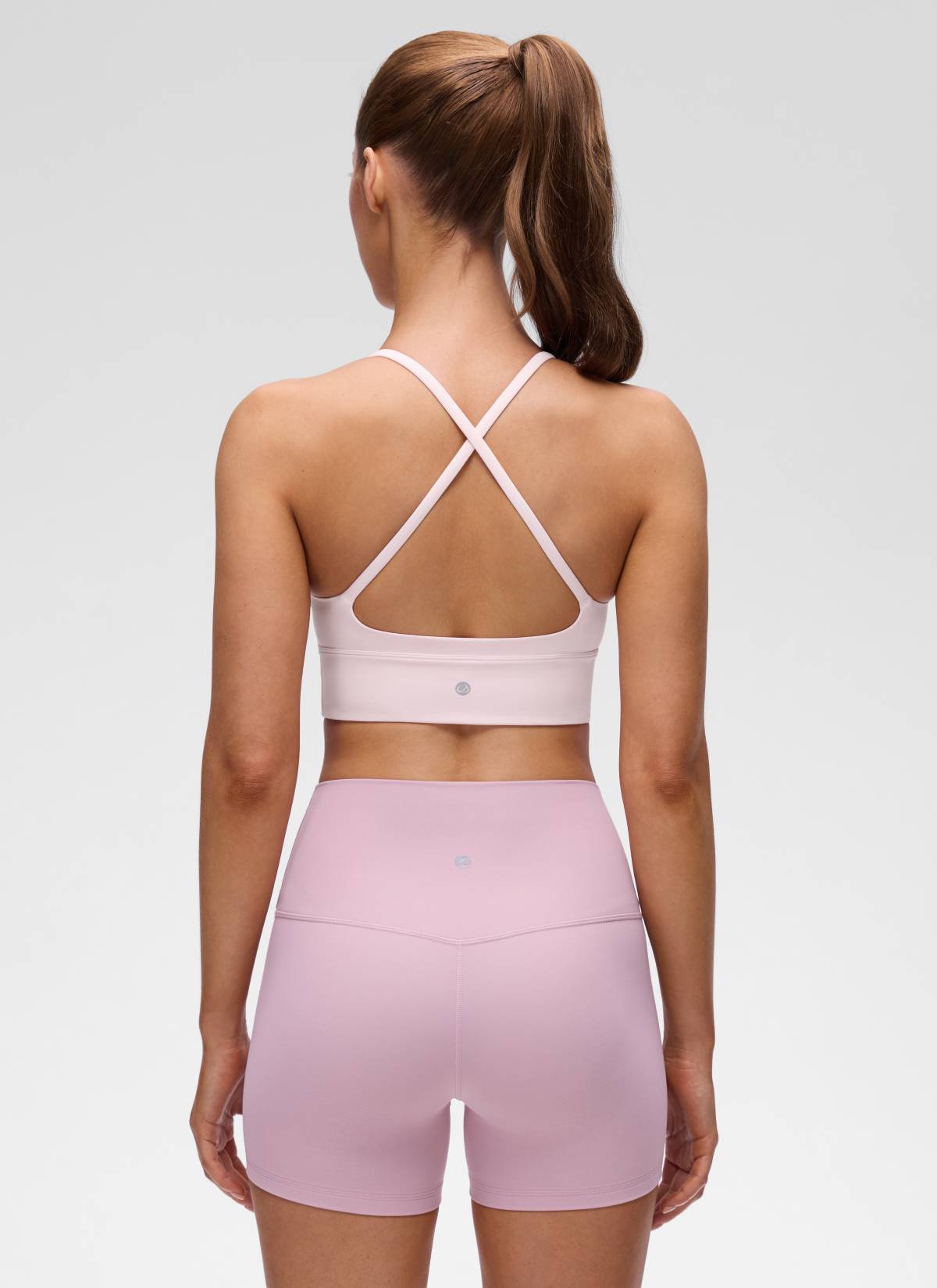 CRZ YOGA Women's Butterluxe Yoga V Neck Cross Back Longline Sports Bra Erdbeerrosa