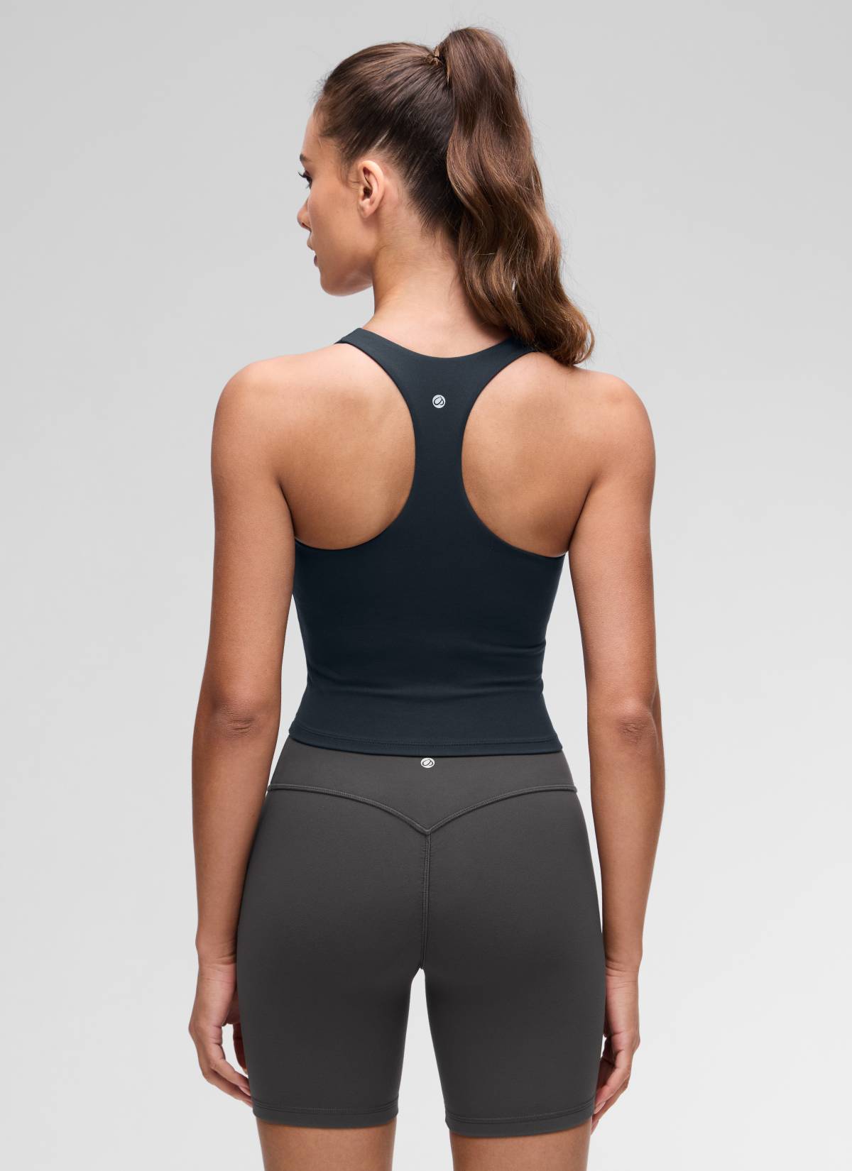 CRZ YOGA Damen V-Ausschnitt Crop Tanktops Bra Racerback Echte Marine