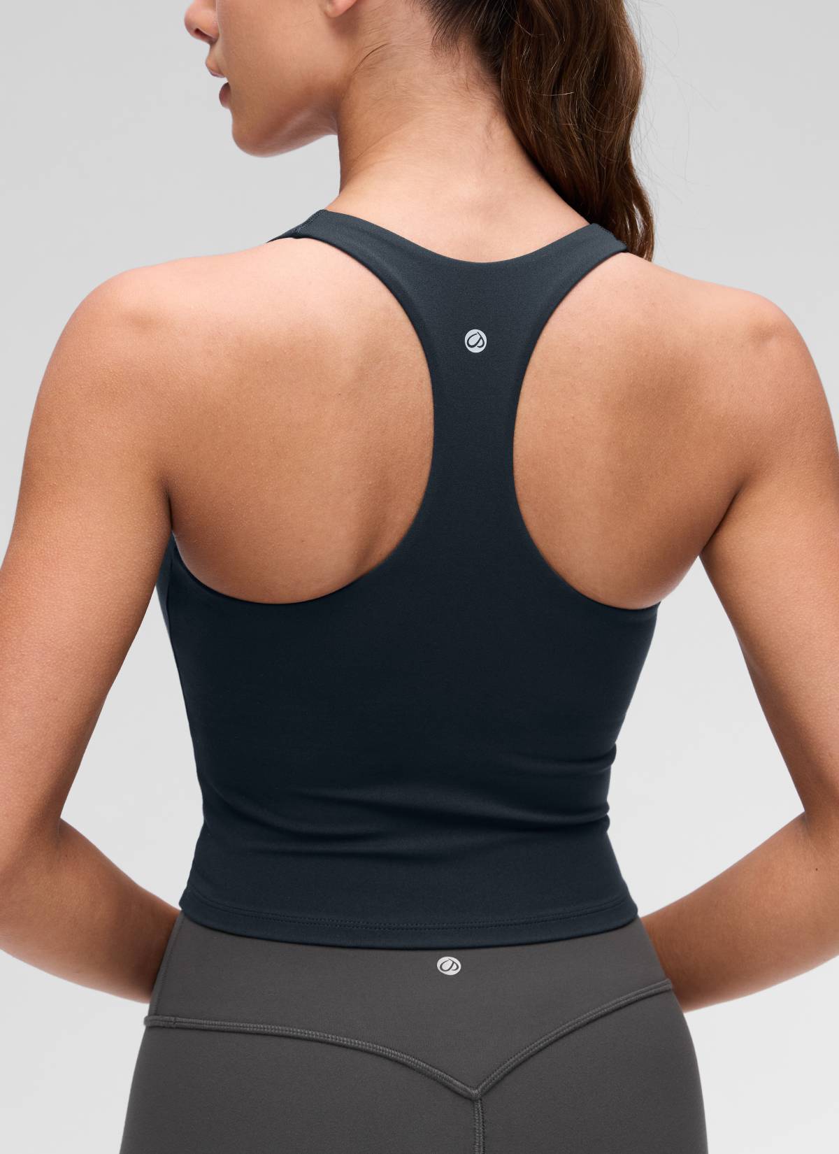 CRZ YOGA Damen V-Ausschnitt Crop Tanktops Bra Racerback Echte Marine