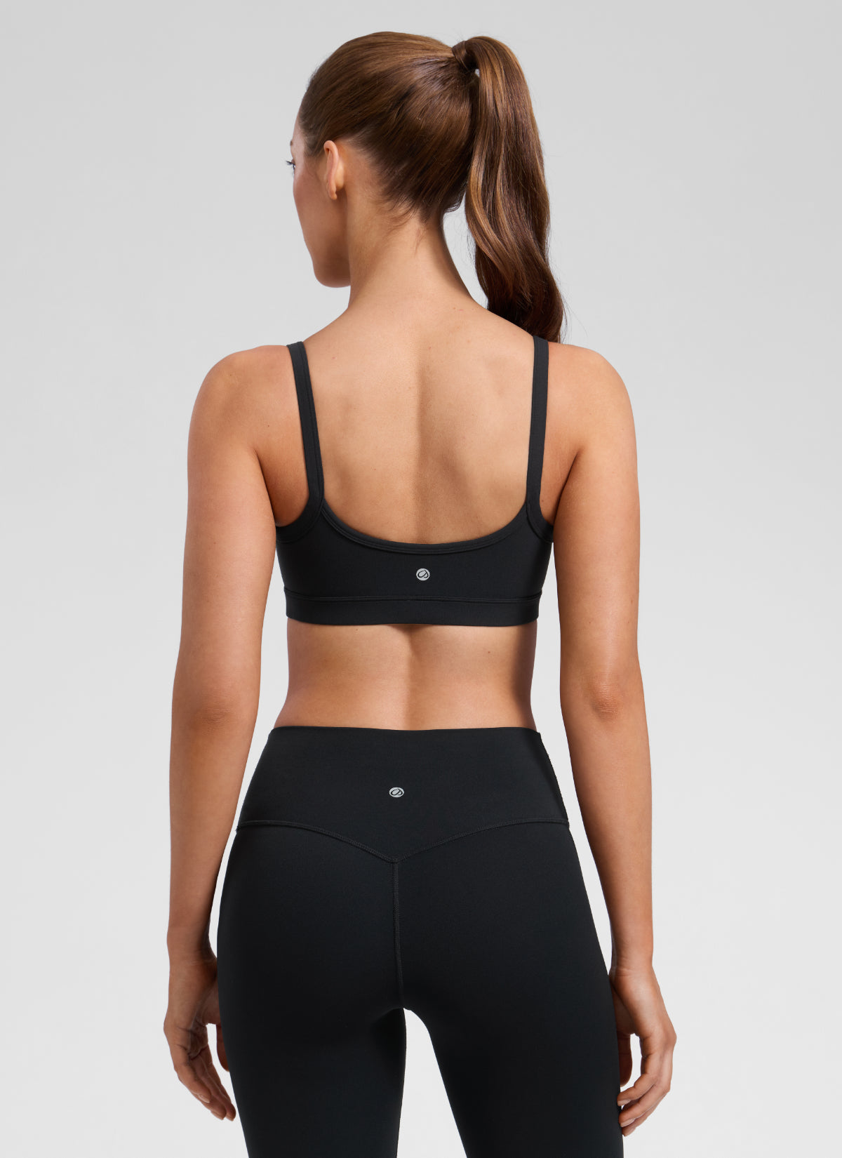 CRZ YOGA Women's Butterlift Workout Scoop Neck Double Lined Sports Bra Schwarz