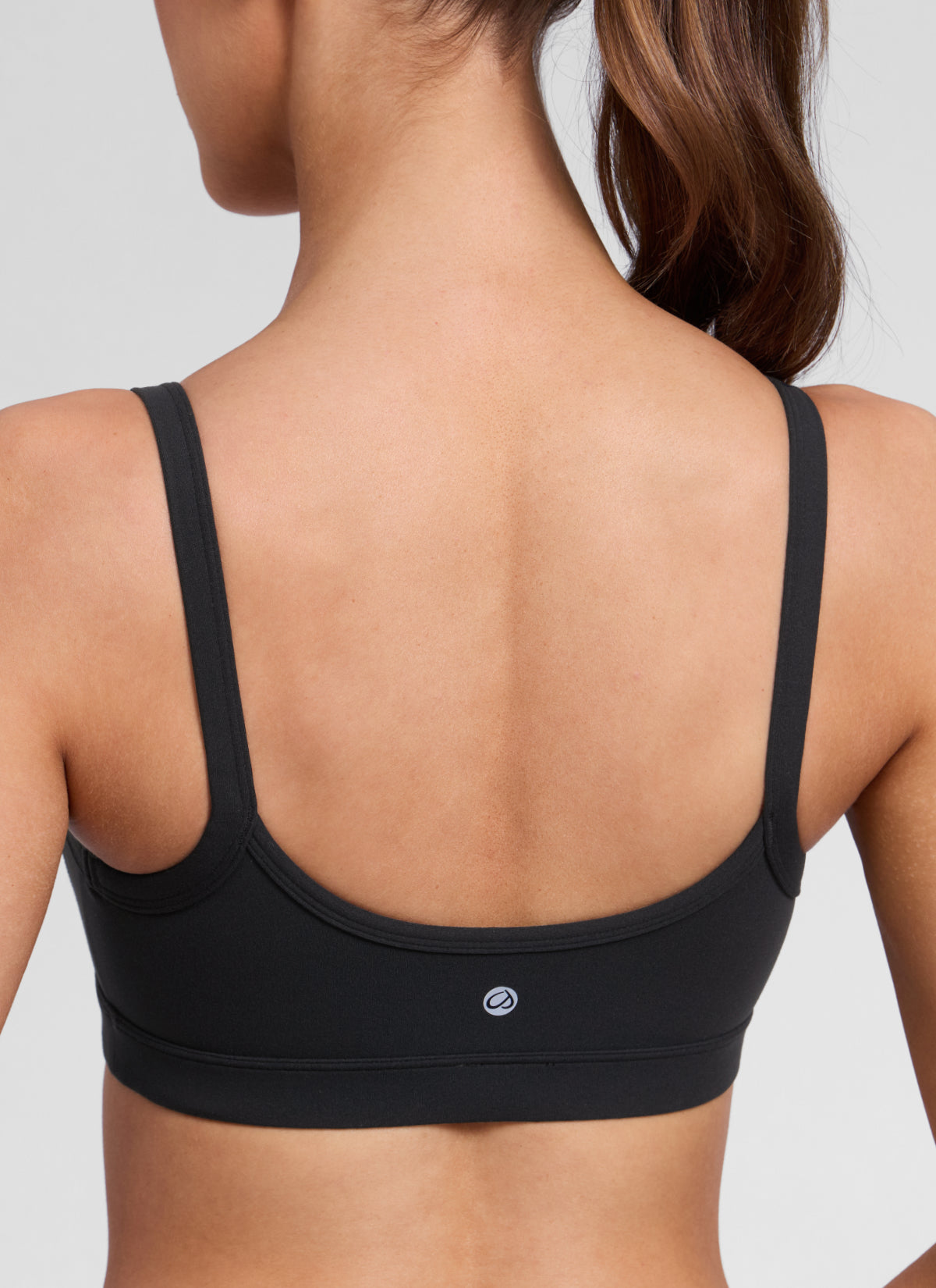 CRZ YOGA Women's Butterlift Workout Scoop Neck Double Lined Sports Bra Schwarz
