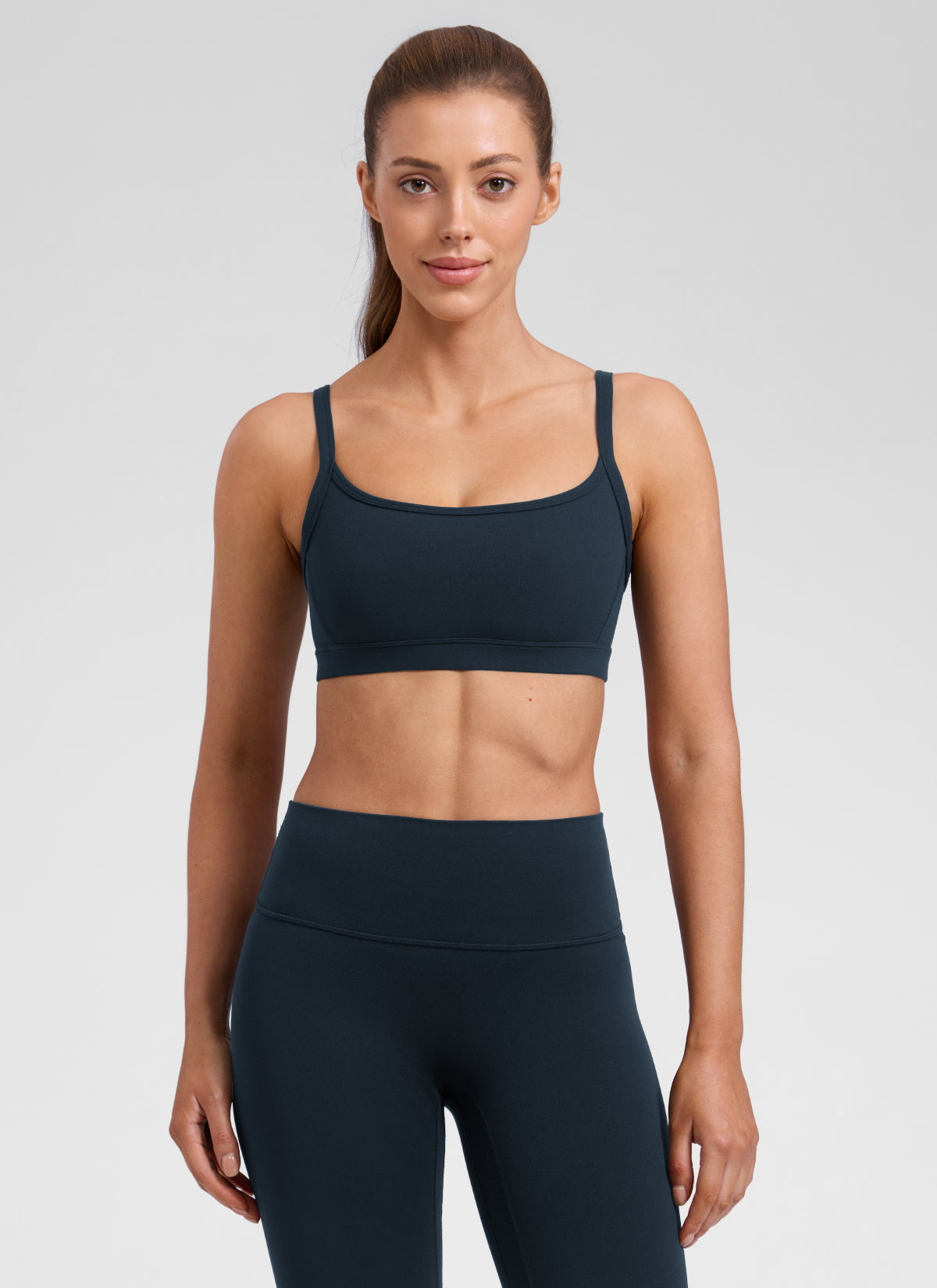 CRZ YOGA Women's Butterlift Workout Scoop Neck Double Lined Sports Bra Echte Marine