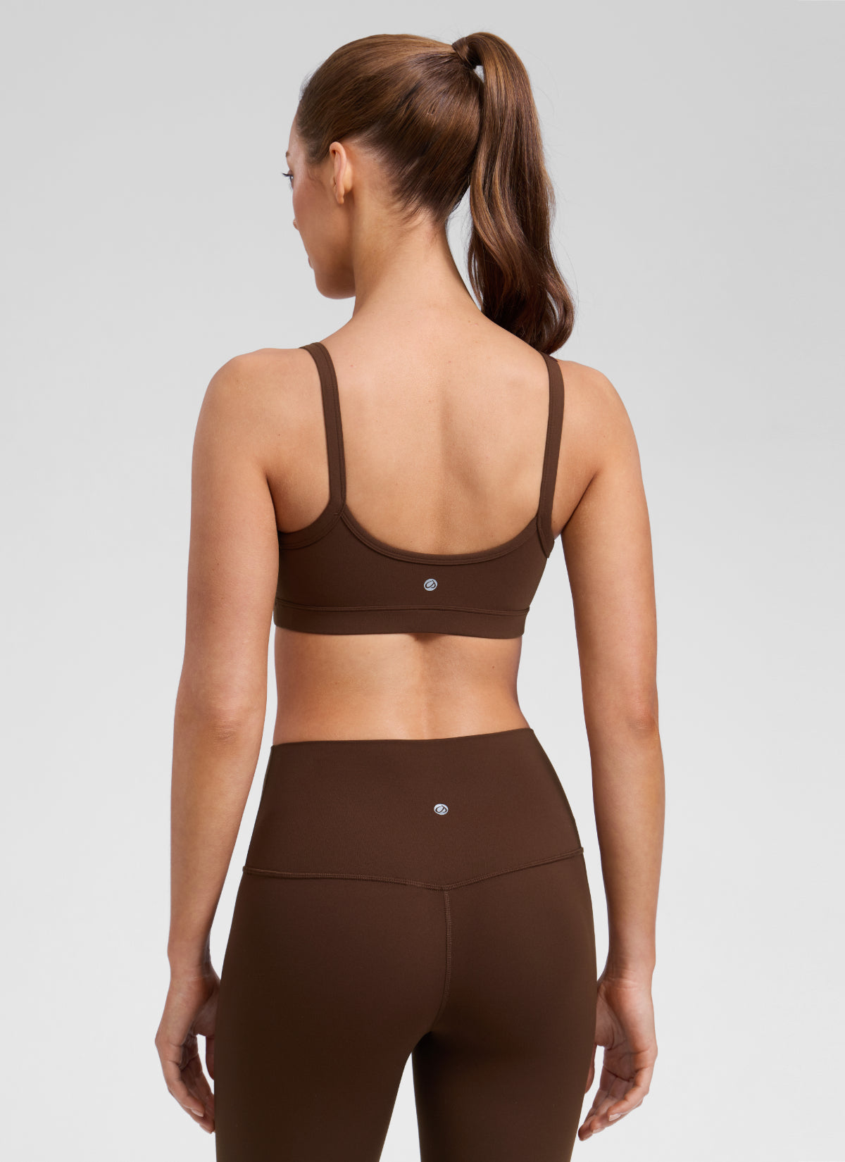 CRZ YOGA Women's Butterlift Workout Scoop Neck Double Lined Sports Bra Lava Braun