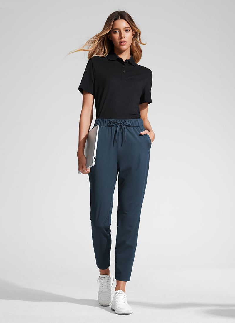 CRZ YOGA Damen 7/8 Stretch Sporthose mit Taschen - 69cm Echte Marine