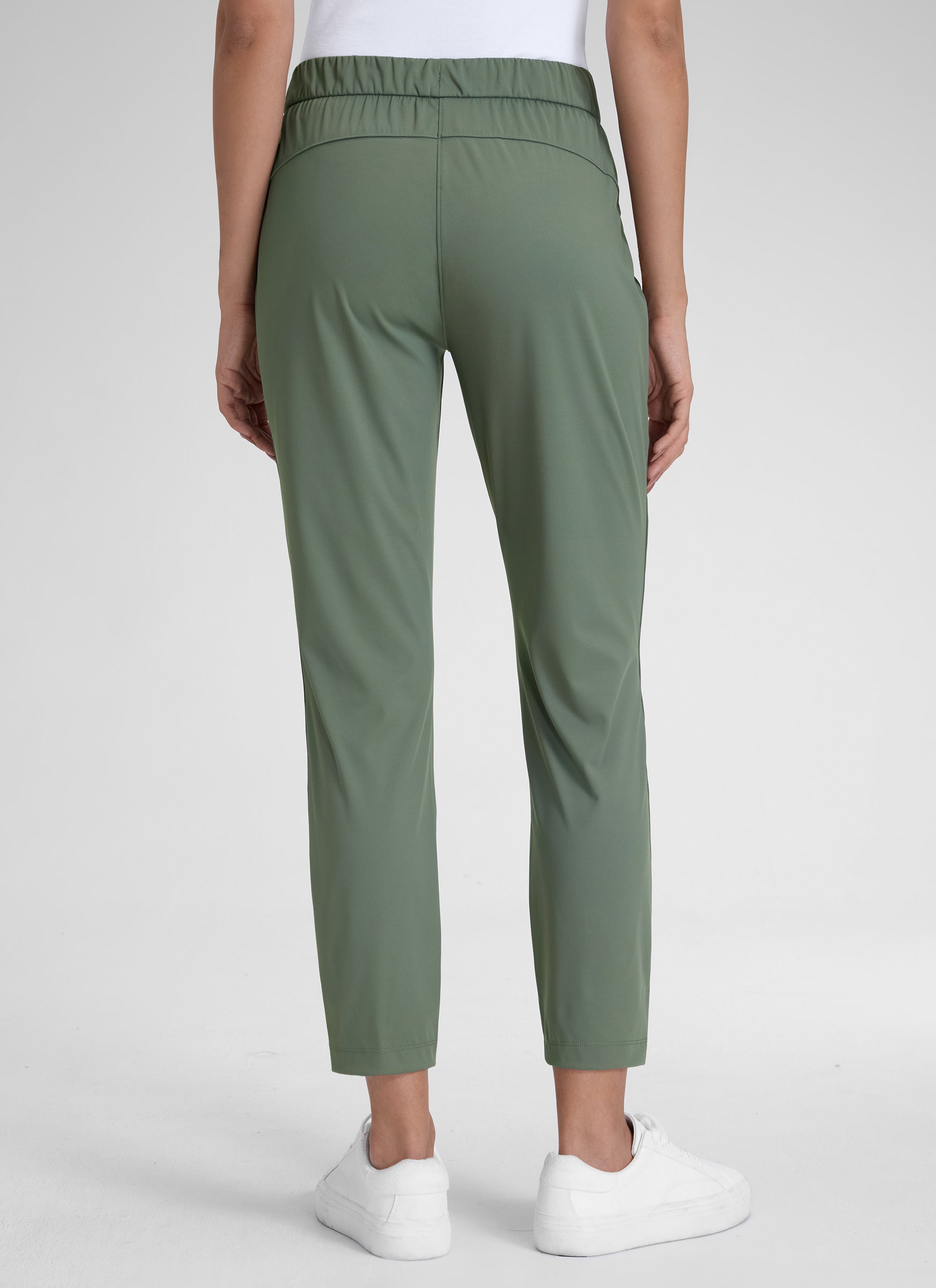CRZ YOGA Damen 7/8 Stretch Sporthose mit Taschen - 69cm Grauer Salbei