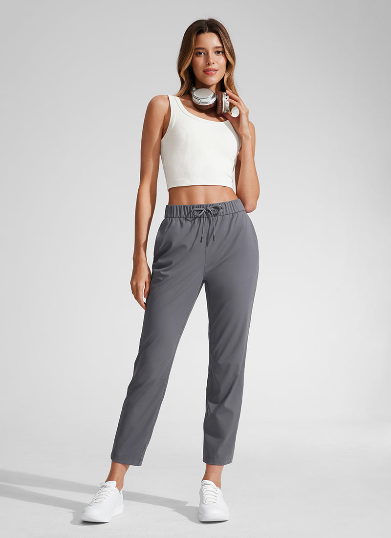 CRZ YOGA Damen 7/8 Stretch Sporthose mit Taschen - 69cm Dunkler Kohlenstoff