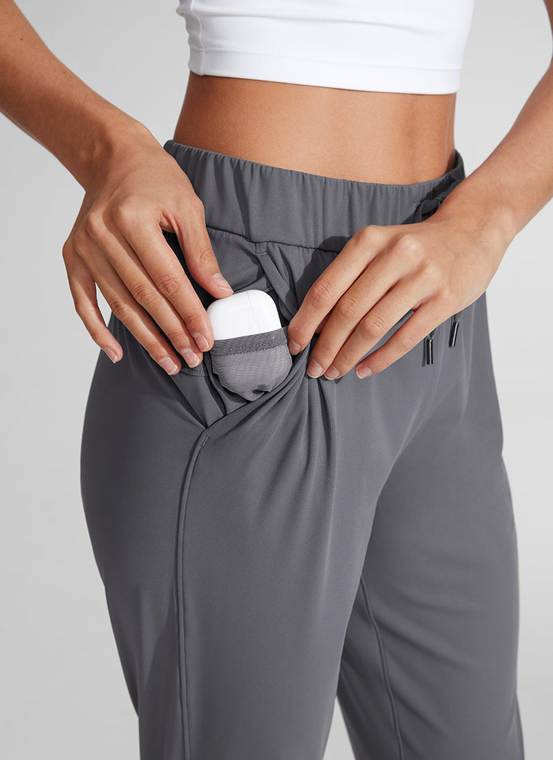 CRZ YOGA Damen 7/8 Stretch Sporthose mit Taschen - 69cm Dunkler Kohlenstoff