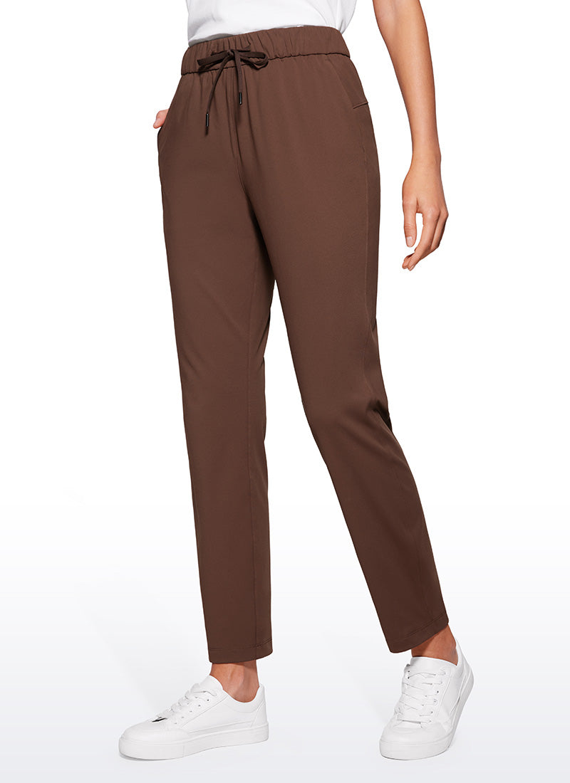 CRZ YOGA Damen 7/8 Stretch Sporthose mit Taschen - 69cm Kaffeebraun