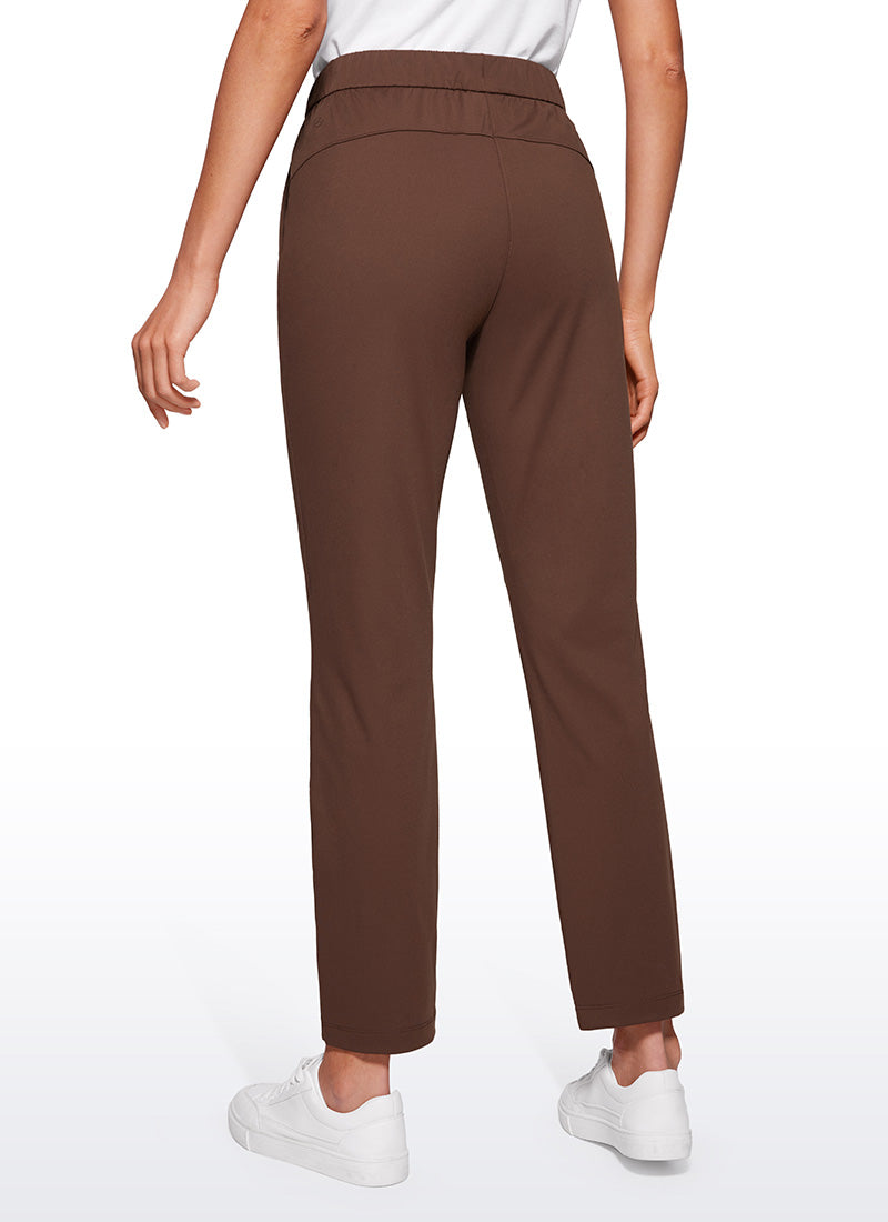 CRZ YOGA Damen 7/8 Stretch Sporthose mit Taschen - 69cm Kaffeebraun