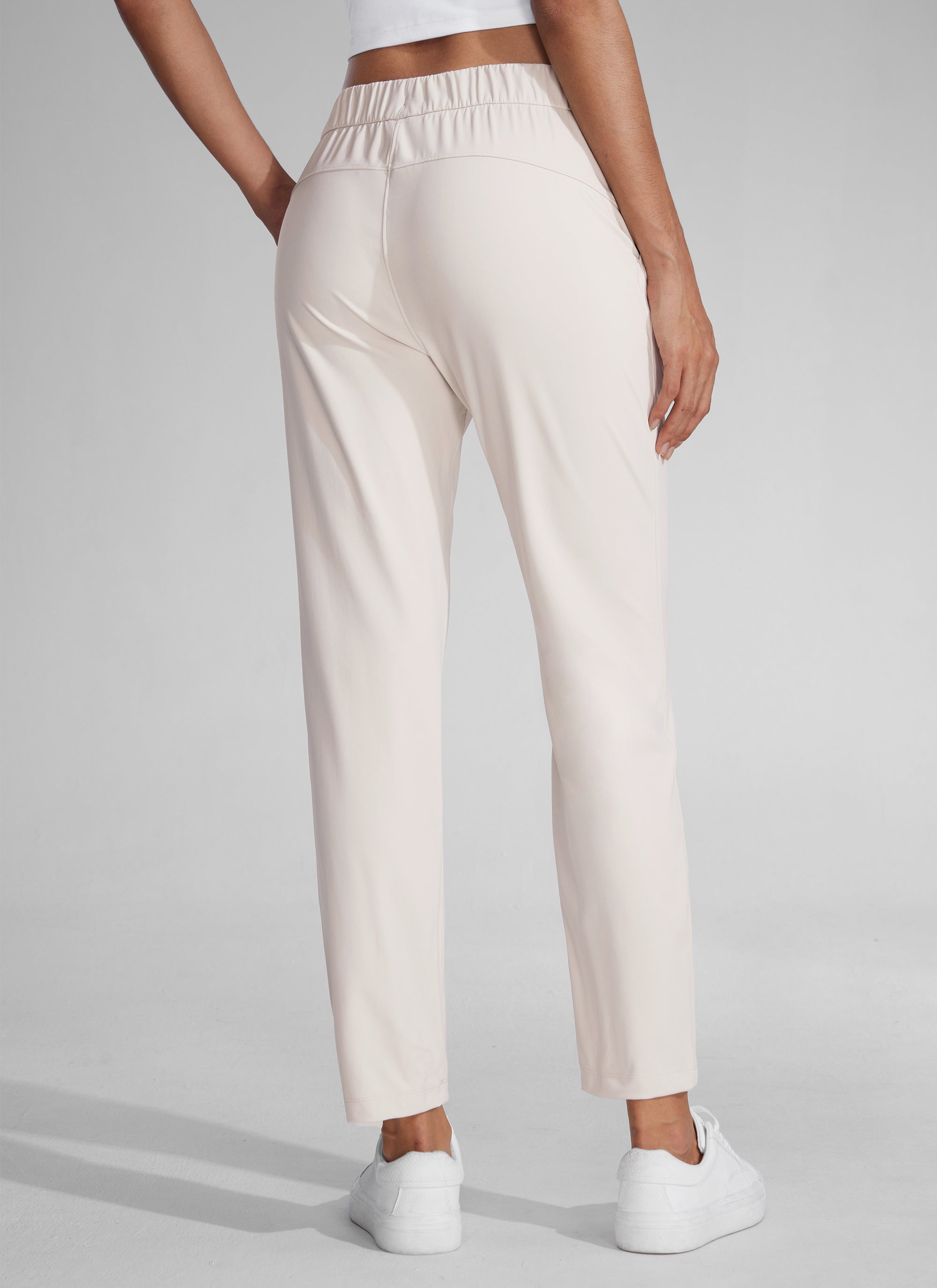 CRZ YOGA Damen 7/8 Stretch Sporthose mit Taschen - 69cm Milchig Weiß