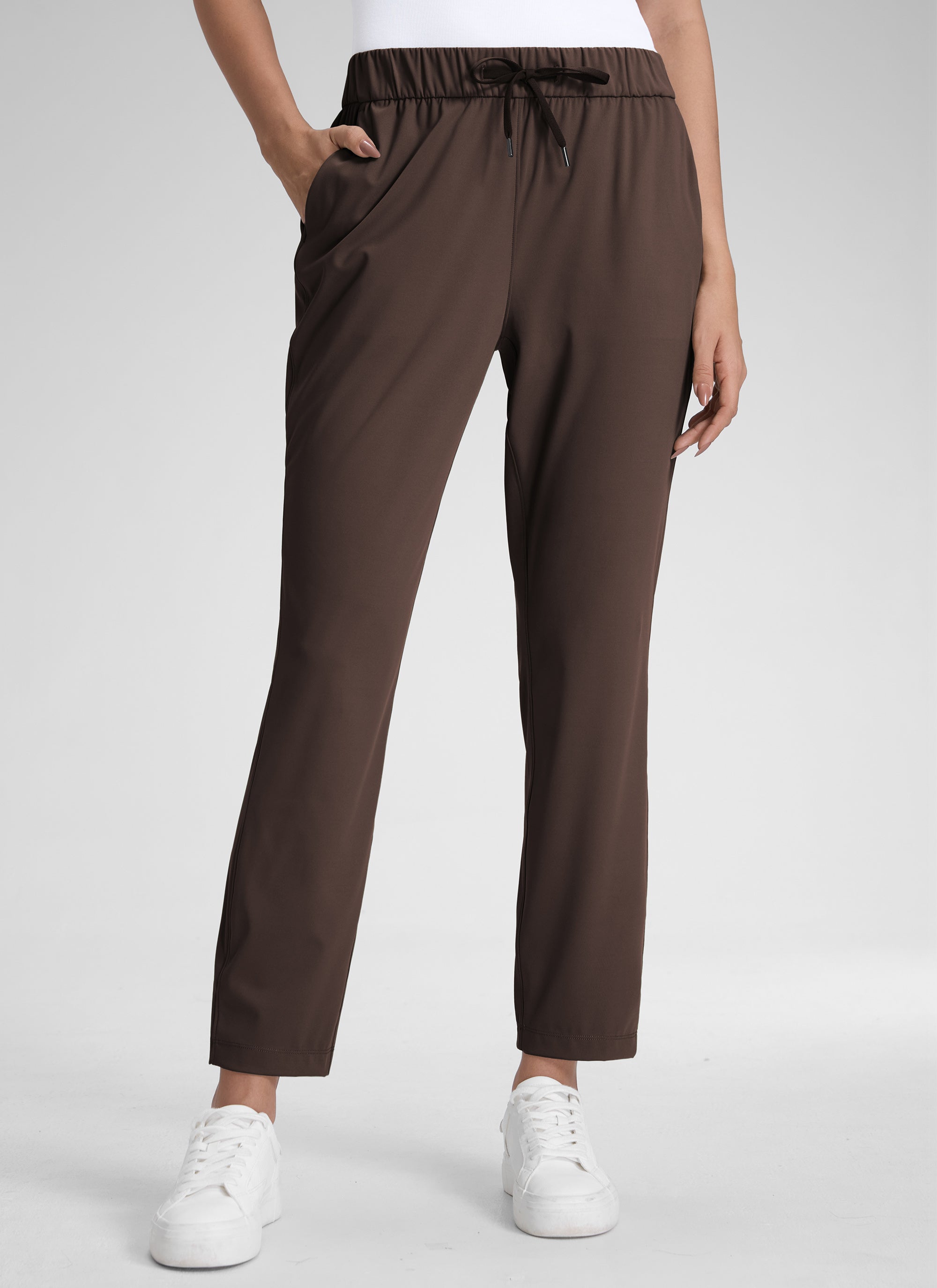 CRZ YOGA Damen 7/8 Stretch Sporthose mit Taschen - 69cm Heißes Fudge-Brown