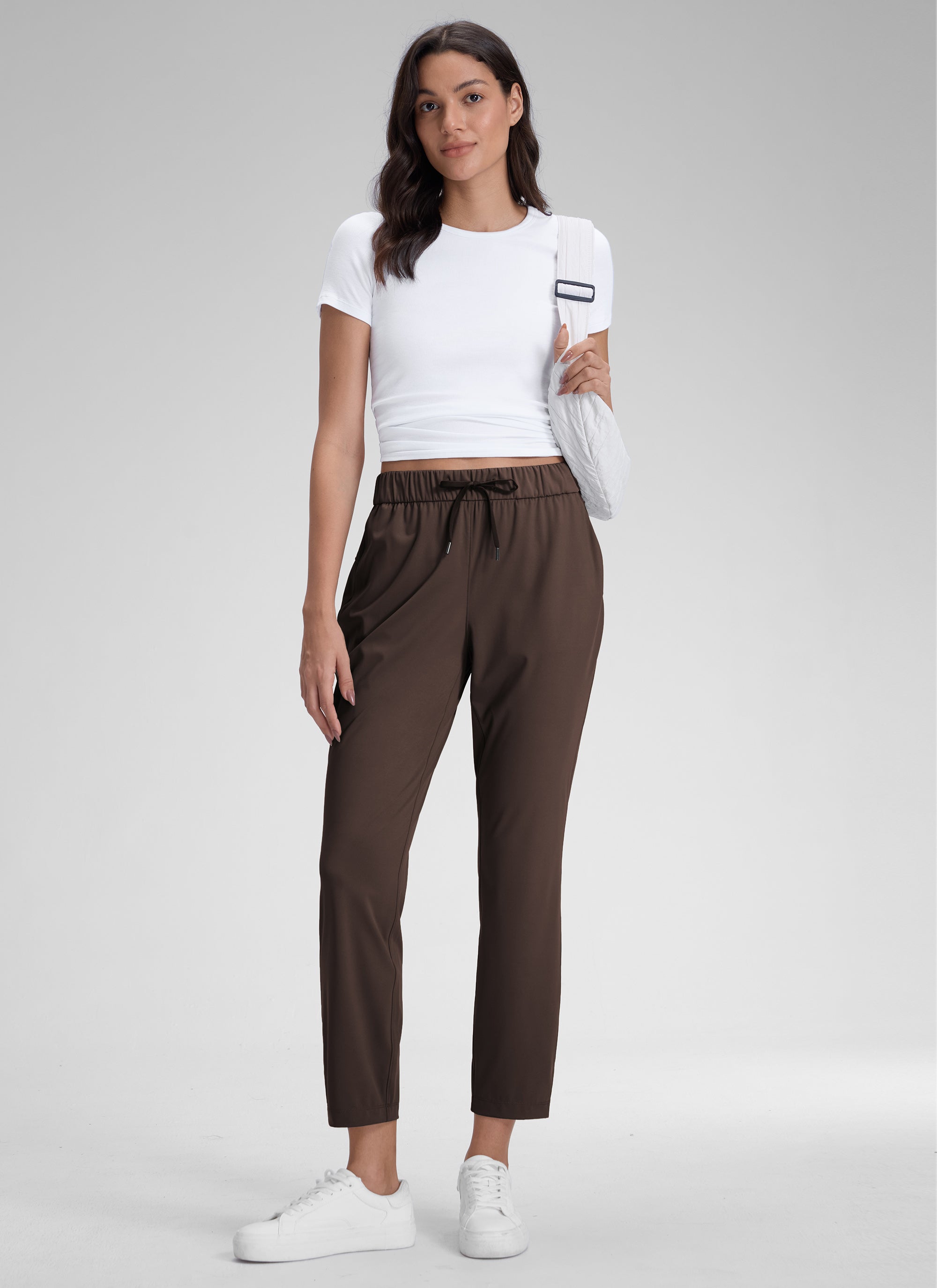 CRZ YOGA Damen 7/8 Stretch Sporthose mit Taschen - 69cm Heißes Fudge-Brown
