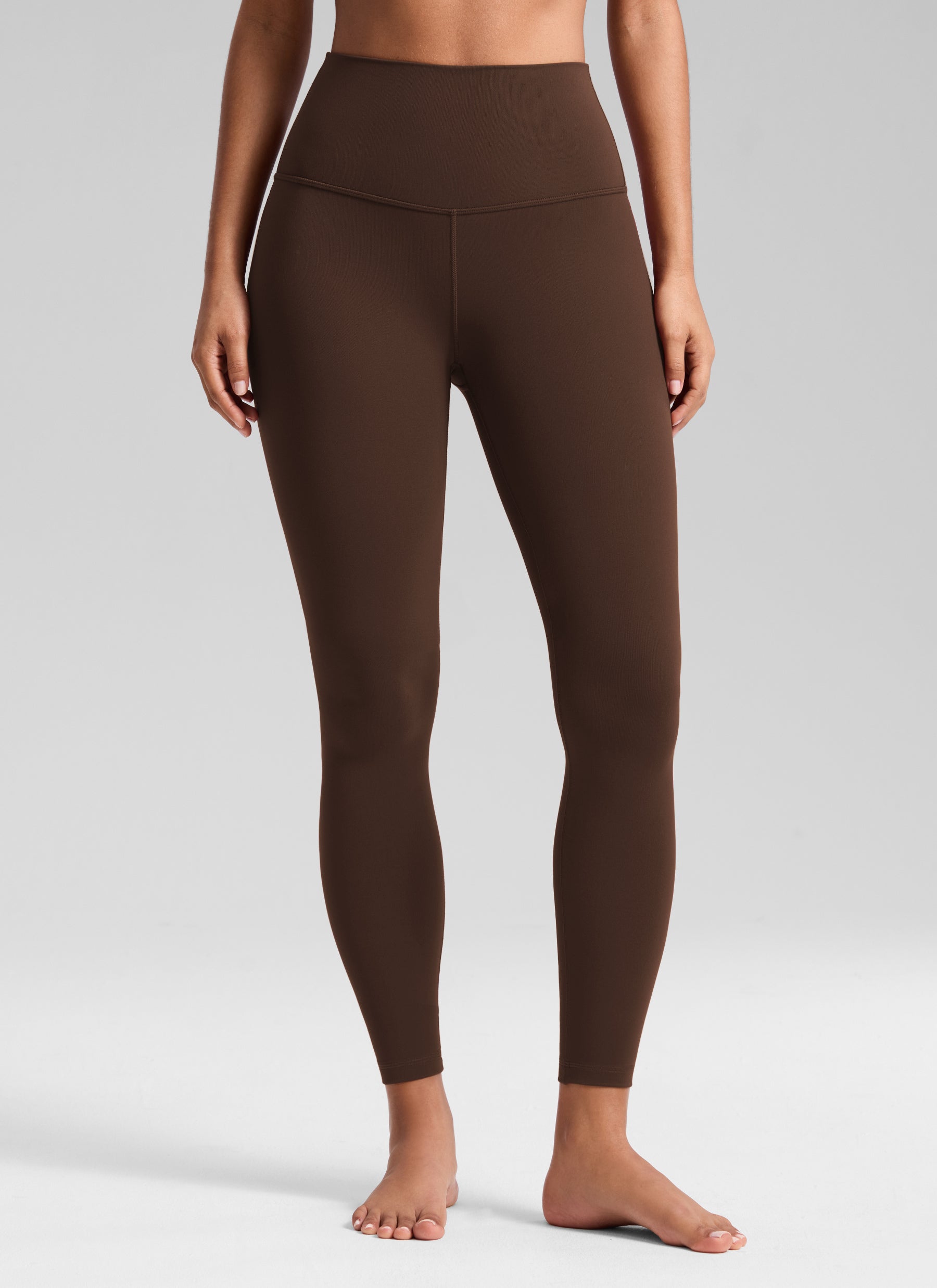 CRZ YOGA Butterluxe Damen High Waist Sport Leggings- 64cm Walnussbraun