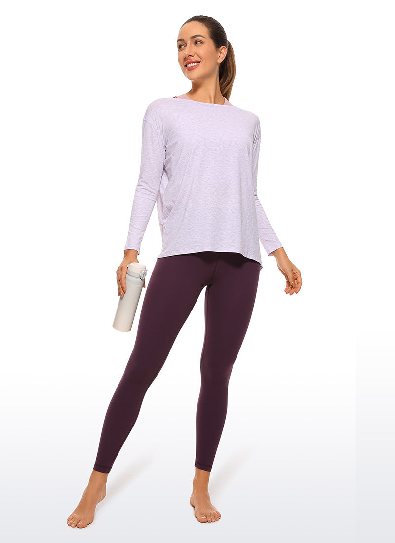 CRZ YOGA Butterluxe Damen High Waist Sport Leggings- 64cm Dunkellila