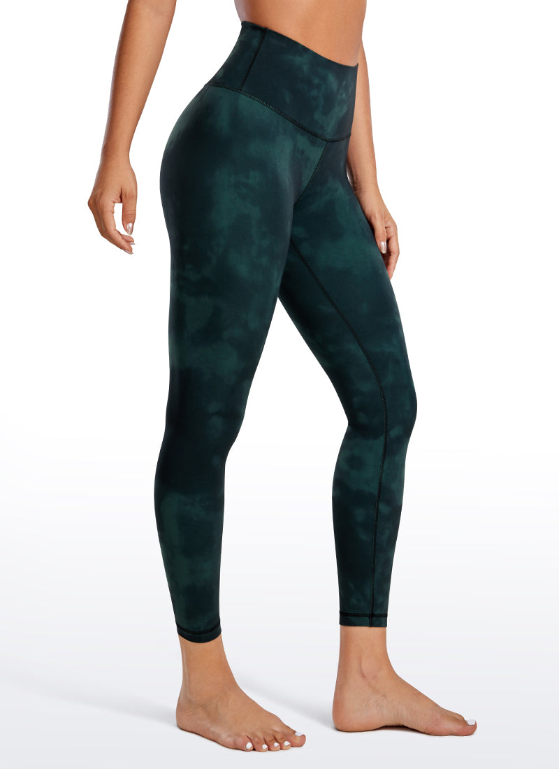 CRZ YOGA Butterluxe Damen High Waist Sport Leggings- 64cm Smaragdgrüne Batikblumen