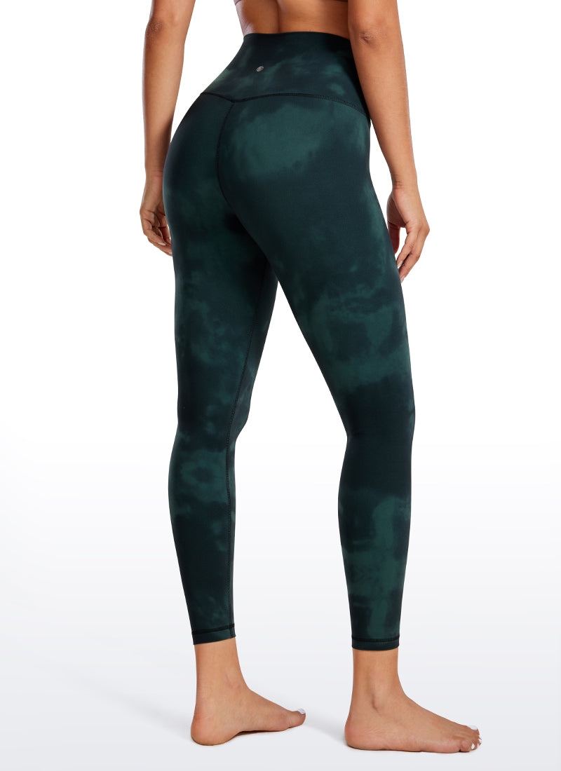 CRZ YOGA Butterluxe Damen High Waist Sport Leggings- 64cm Smaragdgrüne Batikblumen